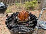 Weber Deluxe Chicken Roaster on WSM