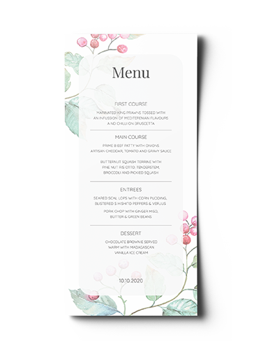 Wedding Menu Card