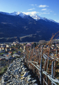 3.Muretto inclinato di separazione vigna-sentiero, con riempimento da spietramento. Capard, Saint-Vincent.