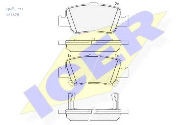 Фото запчасть №181870 ICER колодки дисковые з._ toyota auriscorolla 1.4 КОЛОДКИ ДИСКОВЫЕ З._ TOYOTA AURISCOROLLA 1.4 181870 ICER