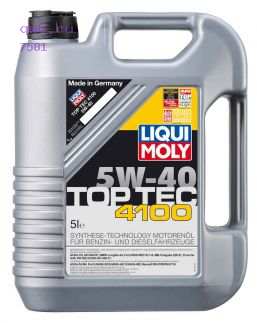 Фото запчасть №7501 LIQUI-MOLY Фото запчасти НС-синт.мот.масло Top Tec 4100 5W-40 SN/CFA3/B4/C3 (5л)