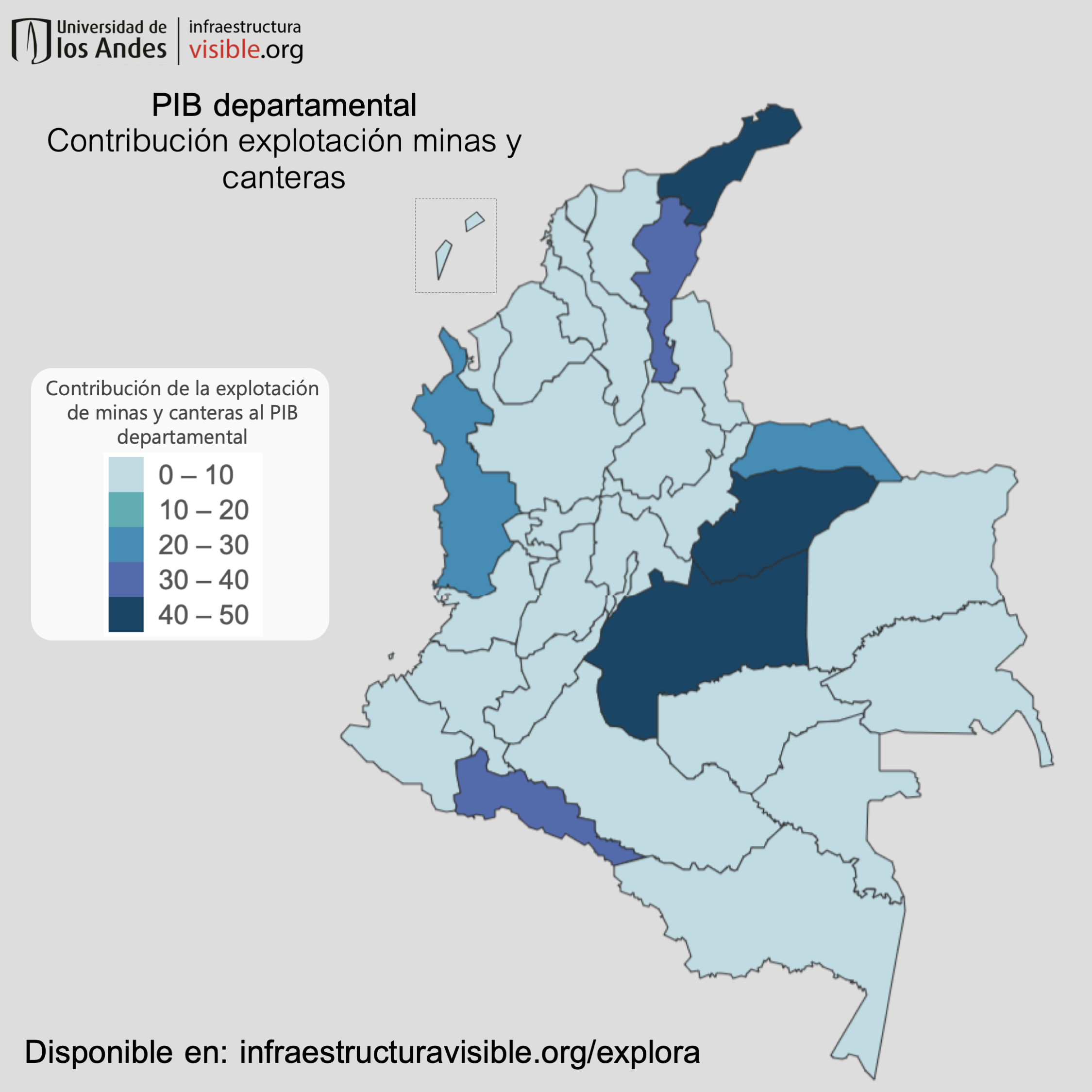PIB departamental: Contribución explotación minas y canteras