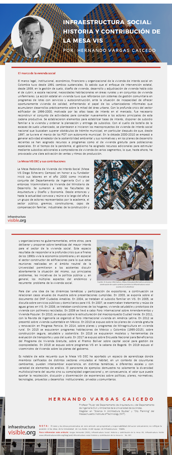 Infraestructura Social: Historia y contribución de la mesa VIS