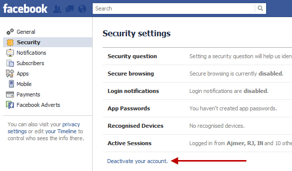 facebook deactivate account