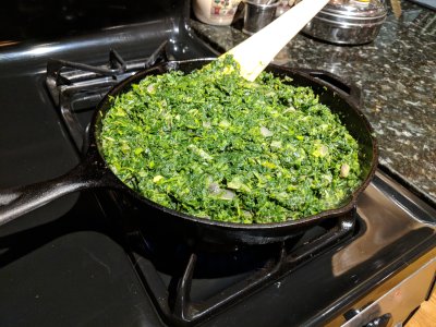 picture for Add spinach incrementally until its cooked down, cooking for about 15 minutes