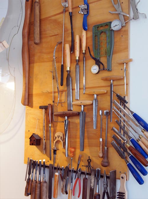 Tools of the double bass builder.