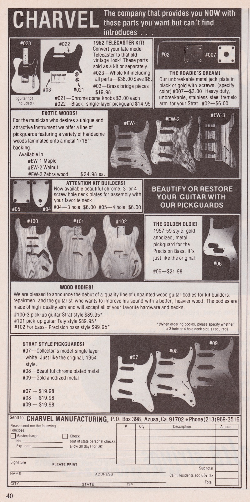 1976 Charvel newspaper ad