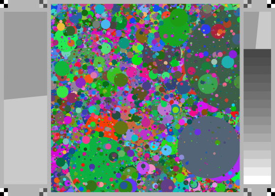 Working off the spilled coins methodology developed by Image Engineering, we developed this custom chart to challenge the noise reduction systems of digital cameras.