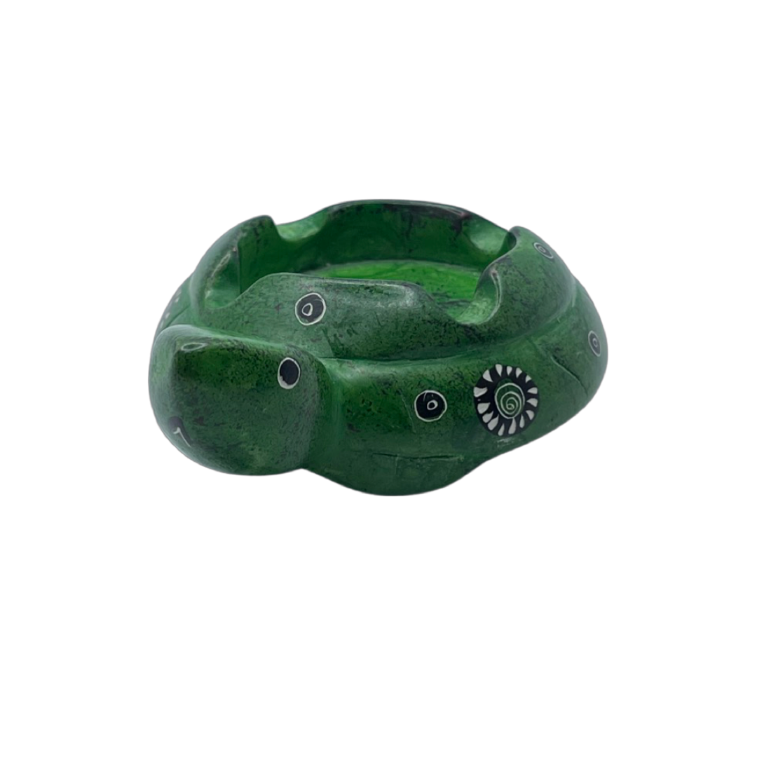 مكتة حجرية صناعة يدوية و الوان طبيعية لون اخضر  شكل سلحفاة