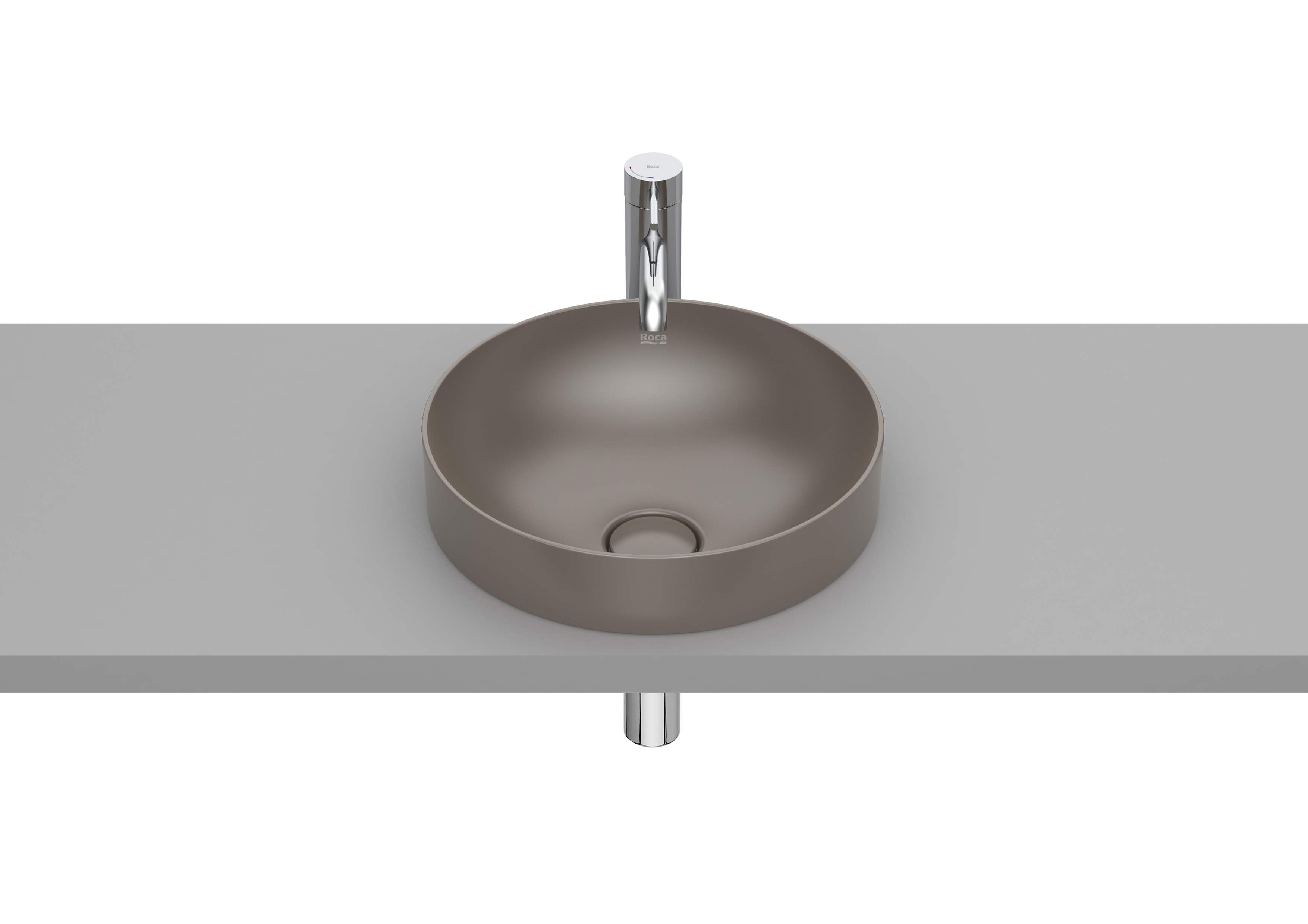 Inspira round vasque semi-encastrée en fineceramic sans trop-plein 37x37 café