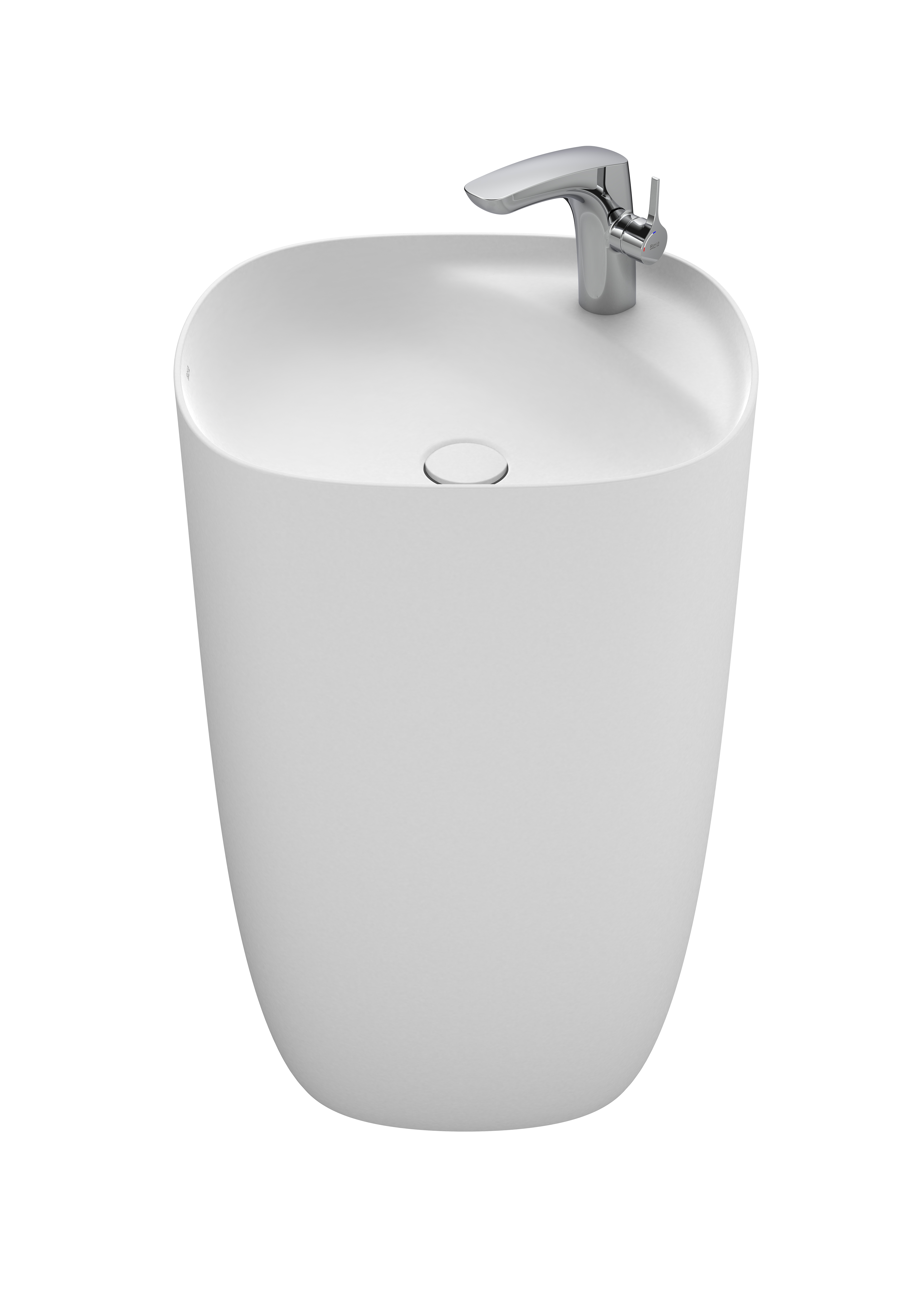 Beyond lavabo totem en fineceramic sans trop-plein 500x450x880 blanc mat