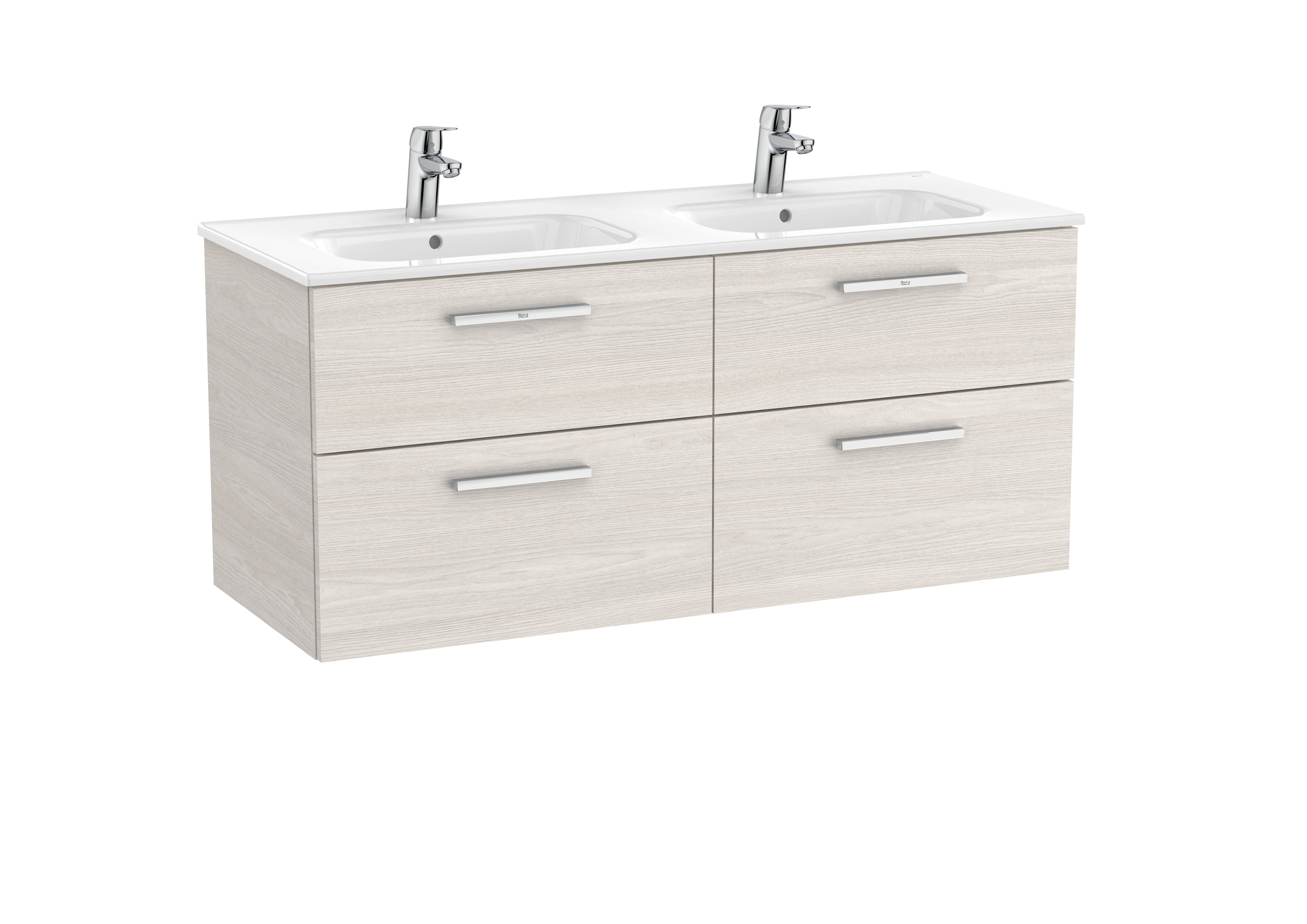 Victoria unik meuble 4 tiroirs + lavabo double 1200mm frêne nordic