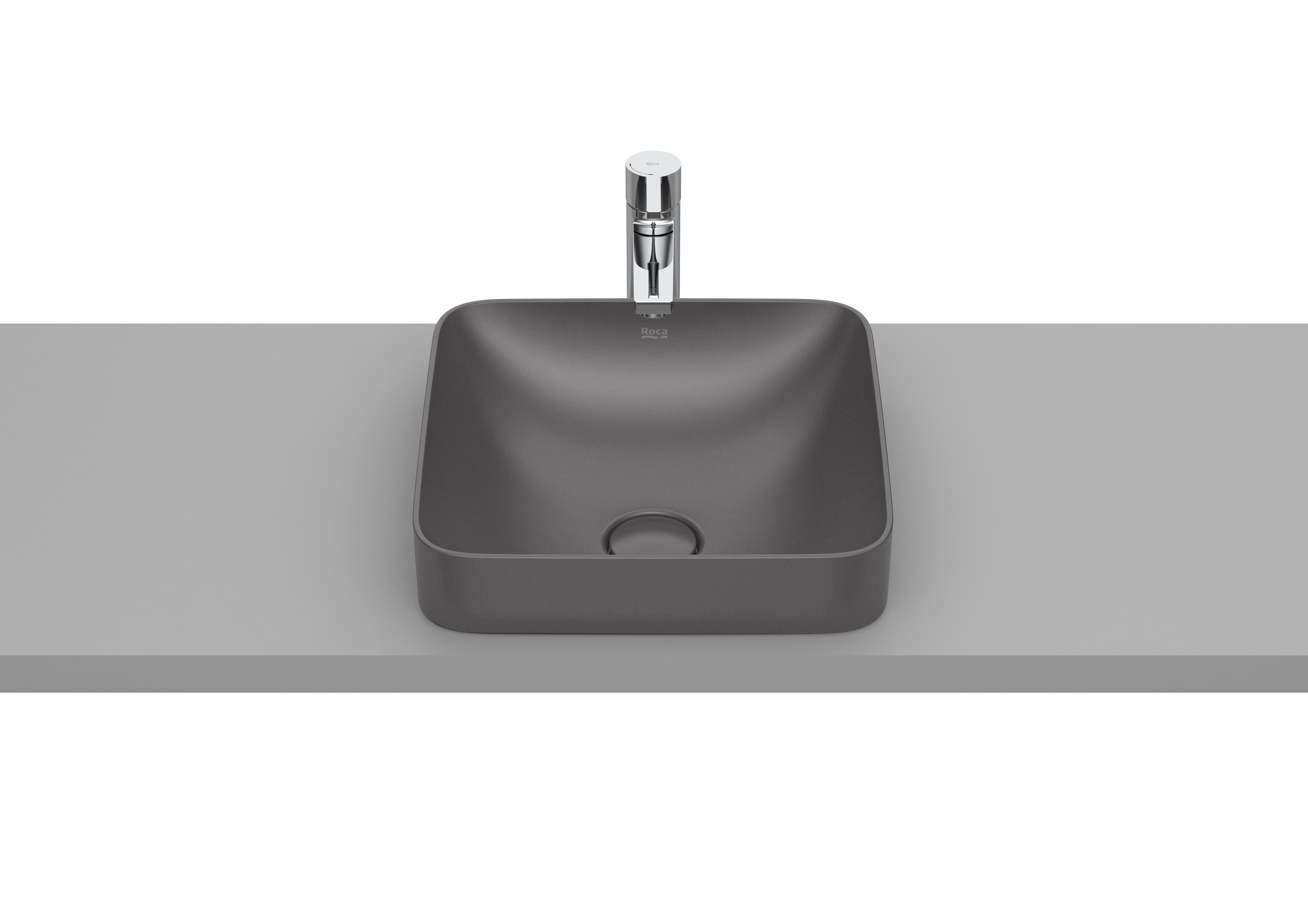 Inspira square vasque semi-encastre en fineceramic sans trop-plein 37x37 onyx