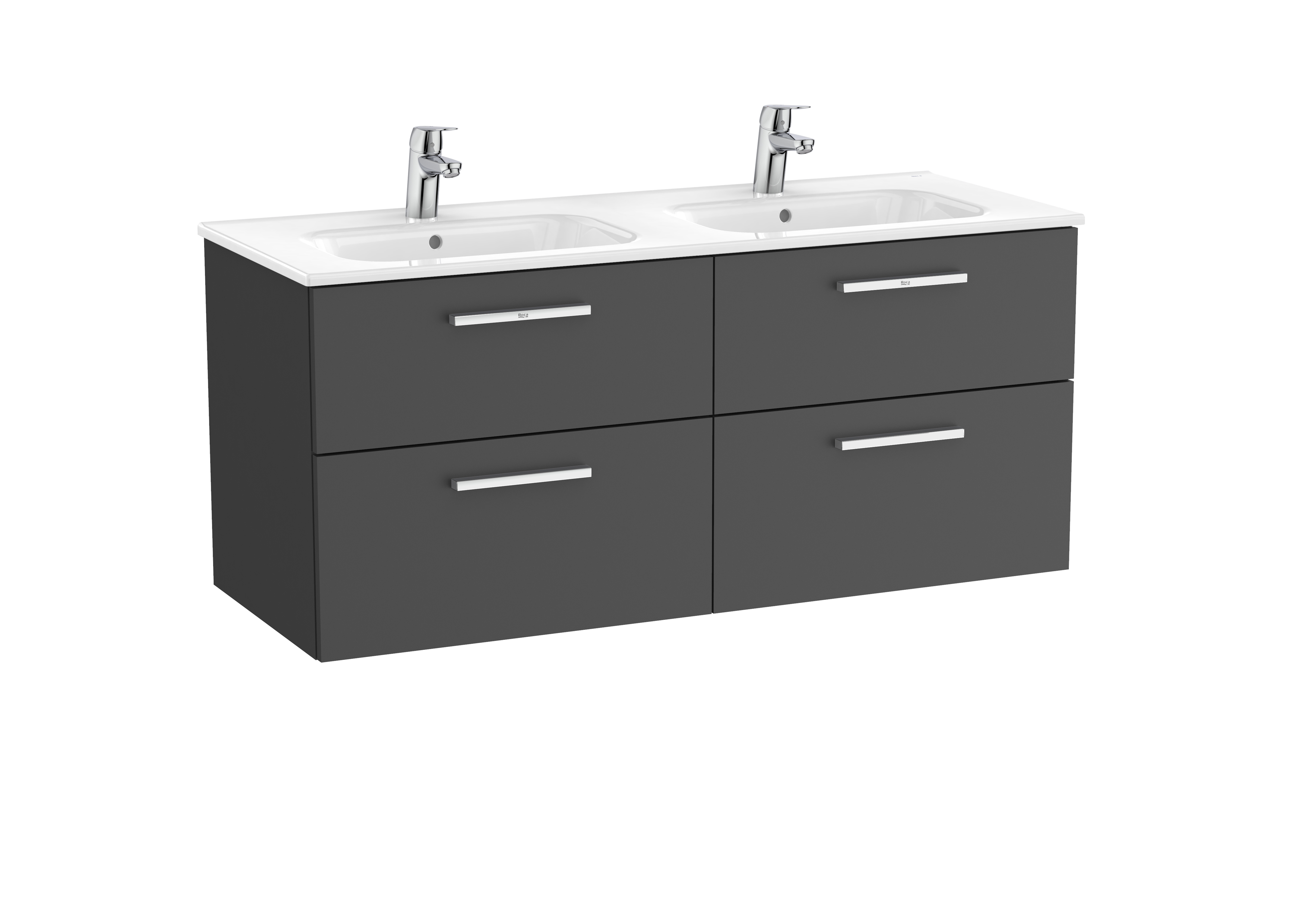 Victoria unik meuble 4 tiroirs + lavabo double 1200mm gris anthracite