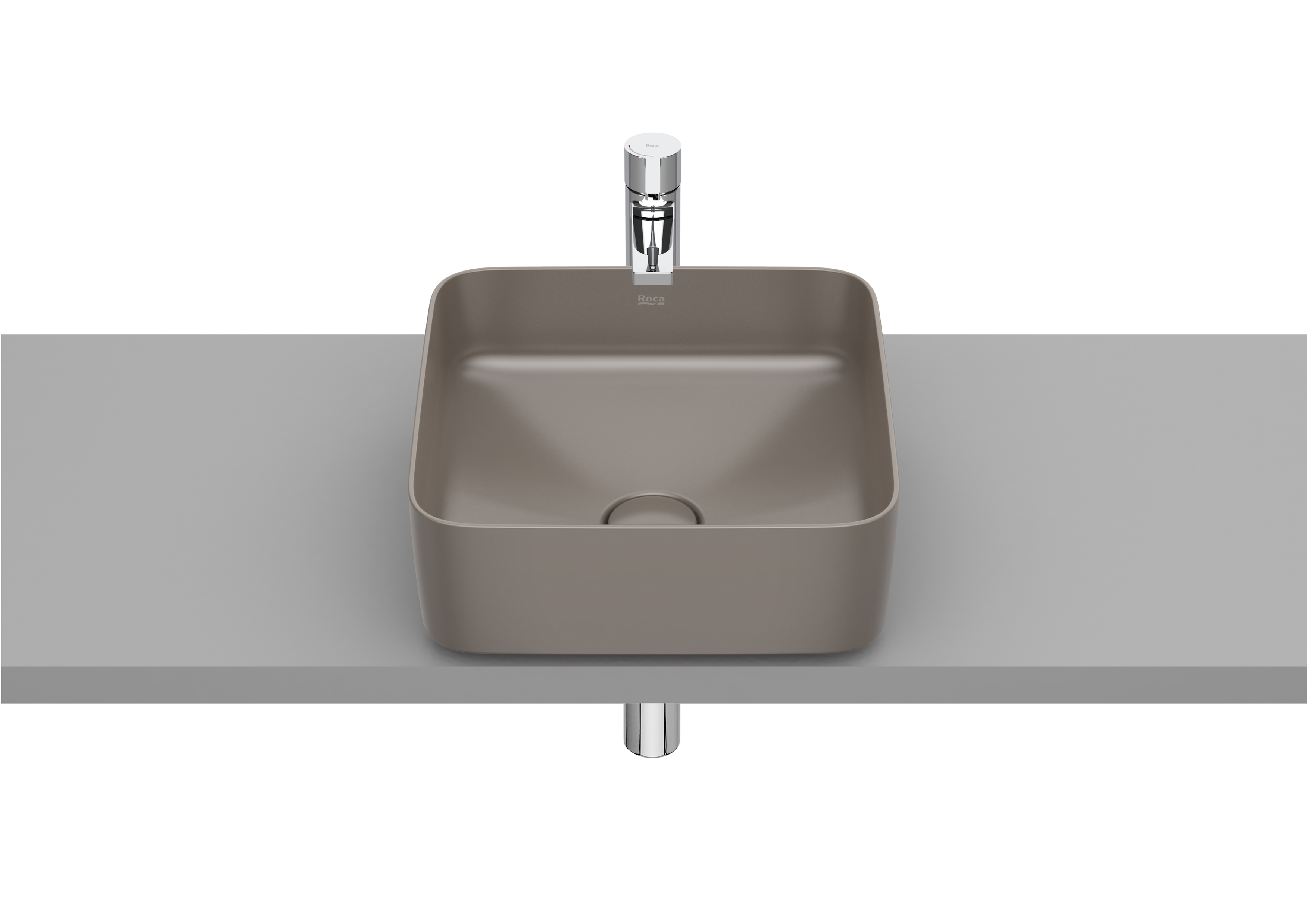 Inspira square vasque à poser en fineceramic sans trop-plein 37x37 café