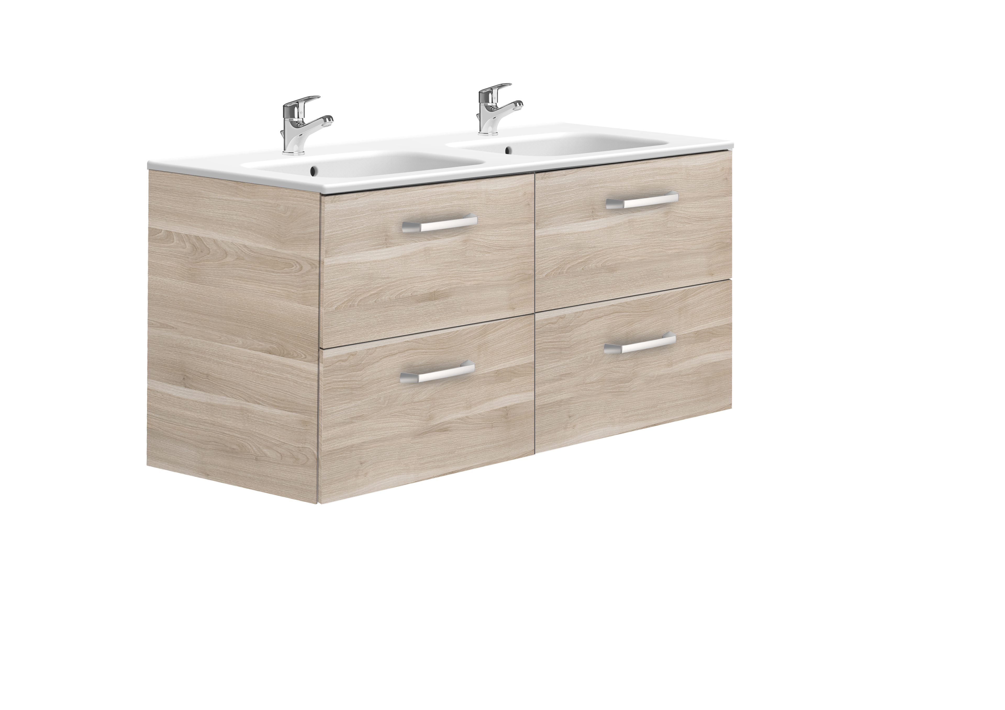Adele unik meuble 4 tiroirs + lavabo double 1200 gris bouleau Adele unik meuble 4 tiroirs + lavabo double 1200 gris bouleau
