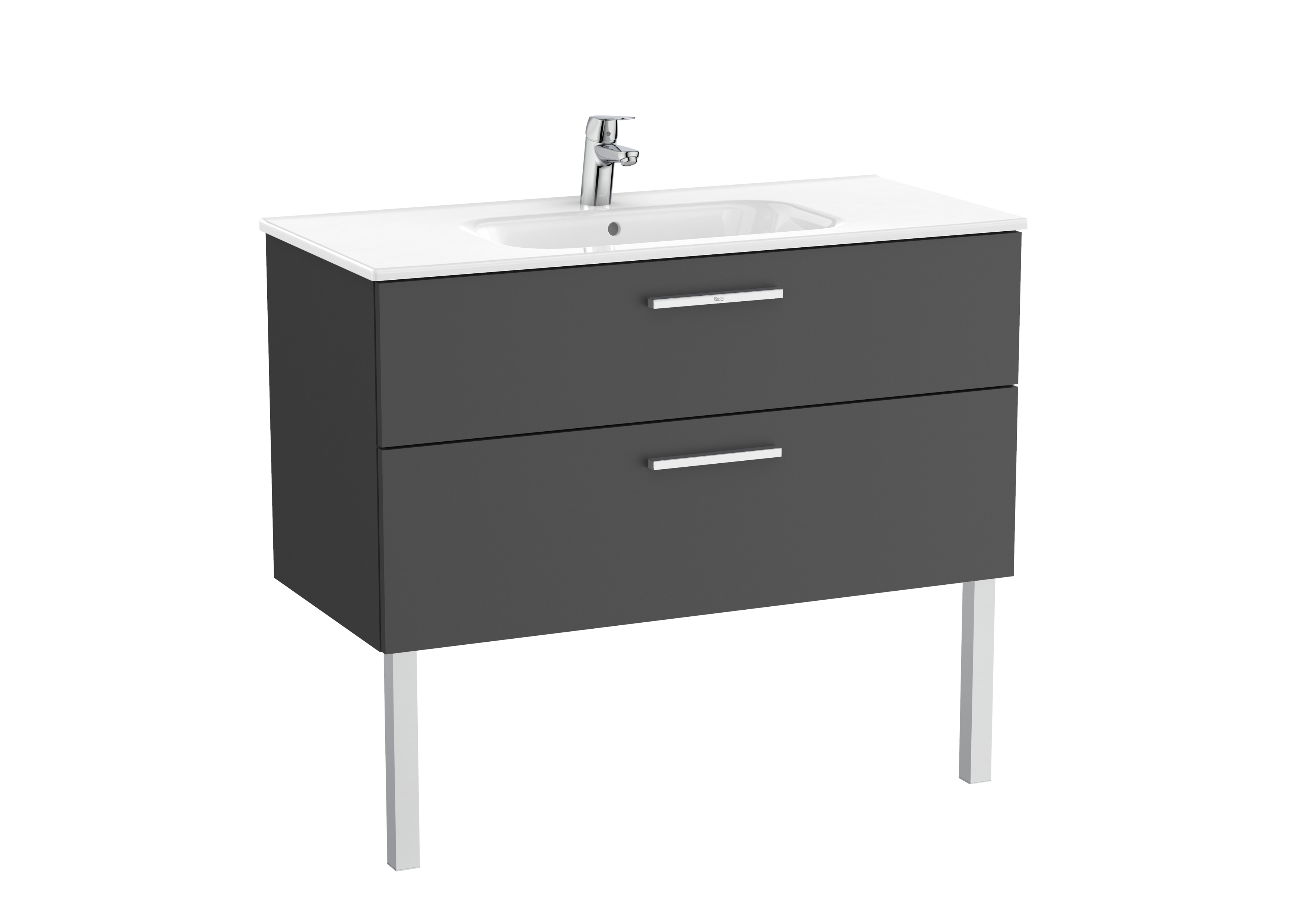 Victoria unik meuble 2 tiroirs + lavabo 1000mm gris anthracite