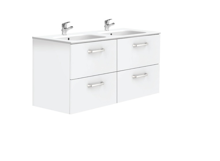 Adele unik meuble 4 tiroirs + lavabo double 1200 blanc Adele unik meuble 4 tiroirs + lavabo double 1200 blanc
