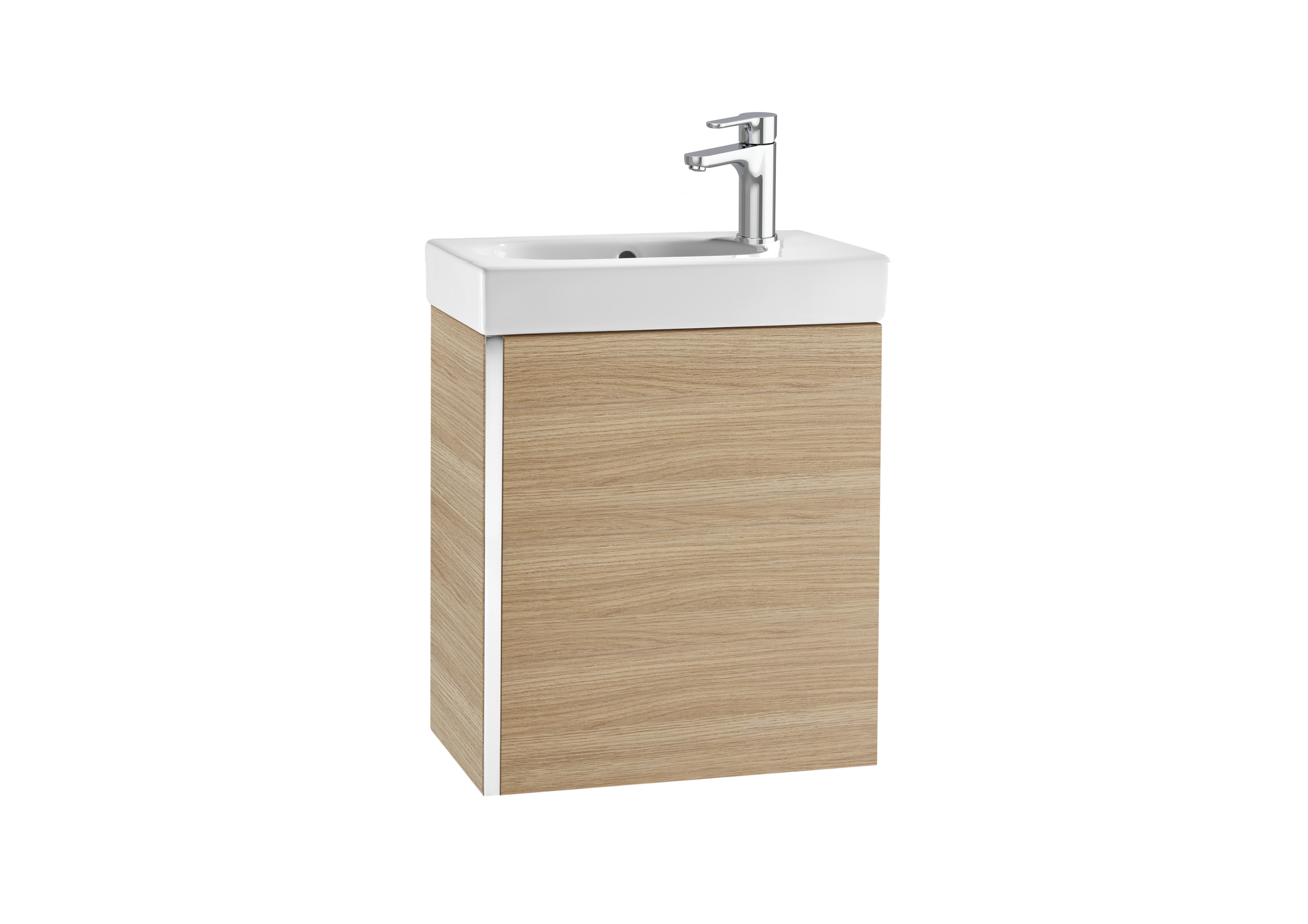 Unik mini meuble compact + lave-mains en porcelaine chene