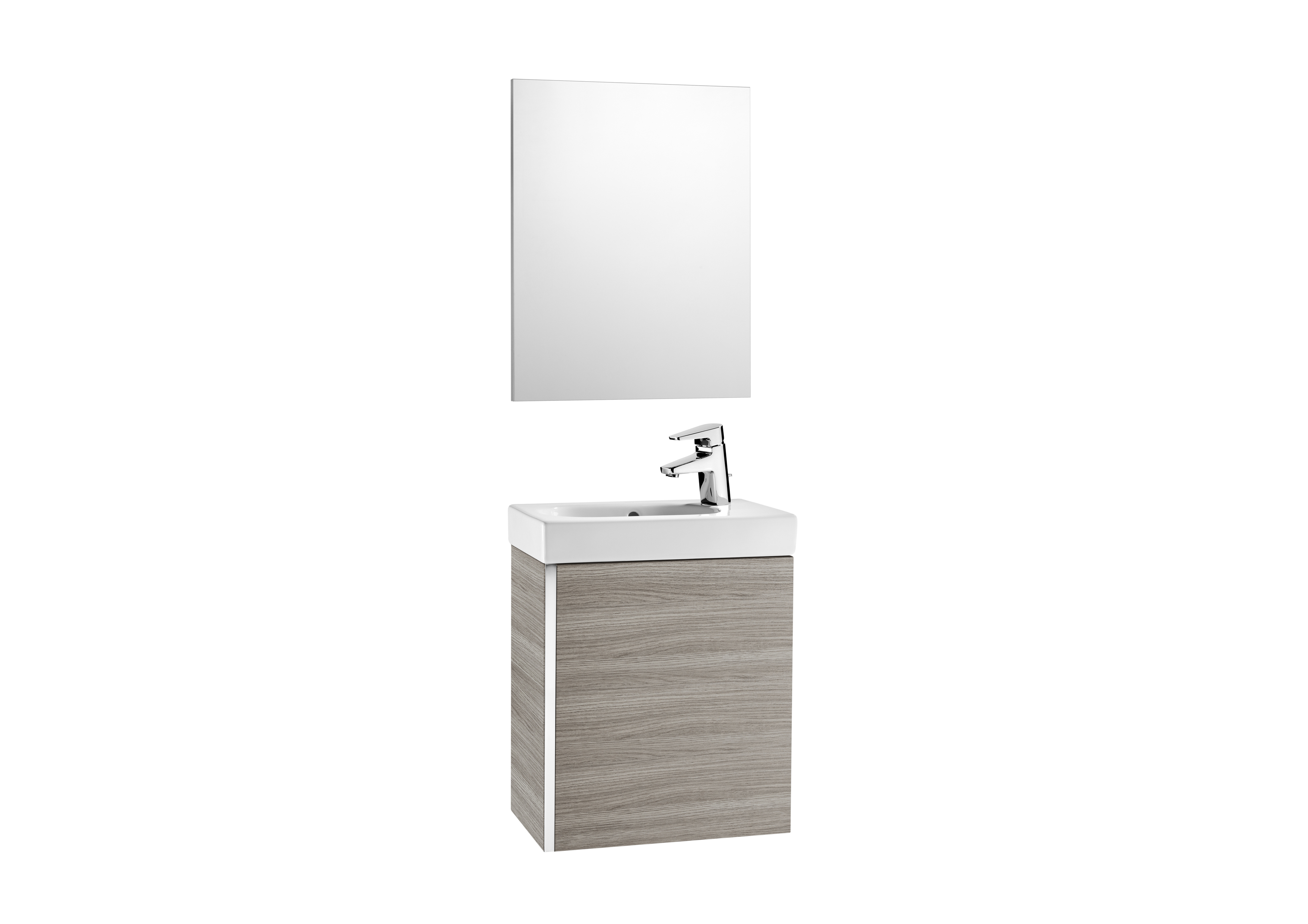 Mini pack meuble + lave-mains + miroir 450mm gris sable texture