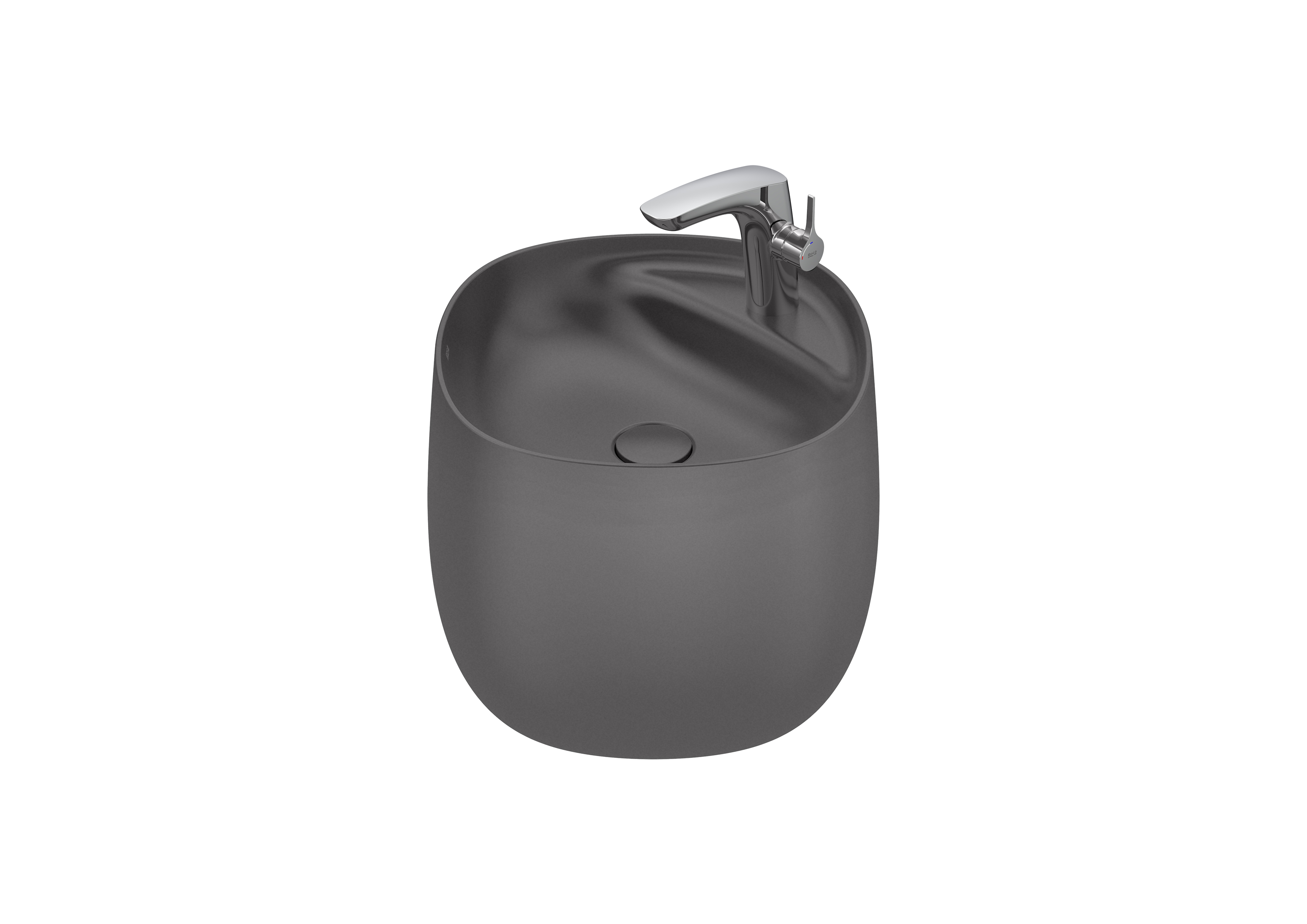 Beyond lavabo semi-totem en fineceramic sans trop-plein 460x470x380 onyx