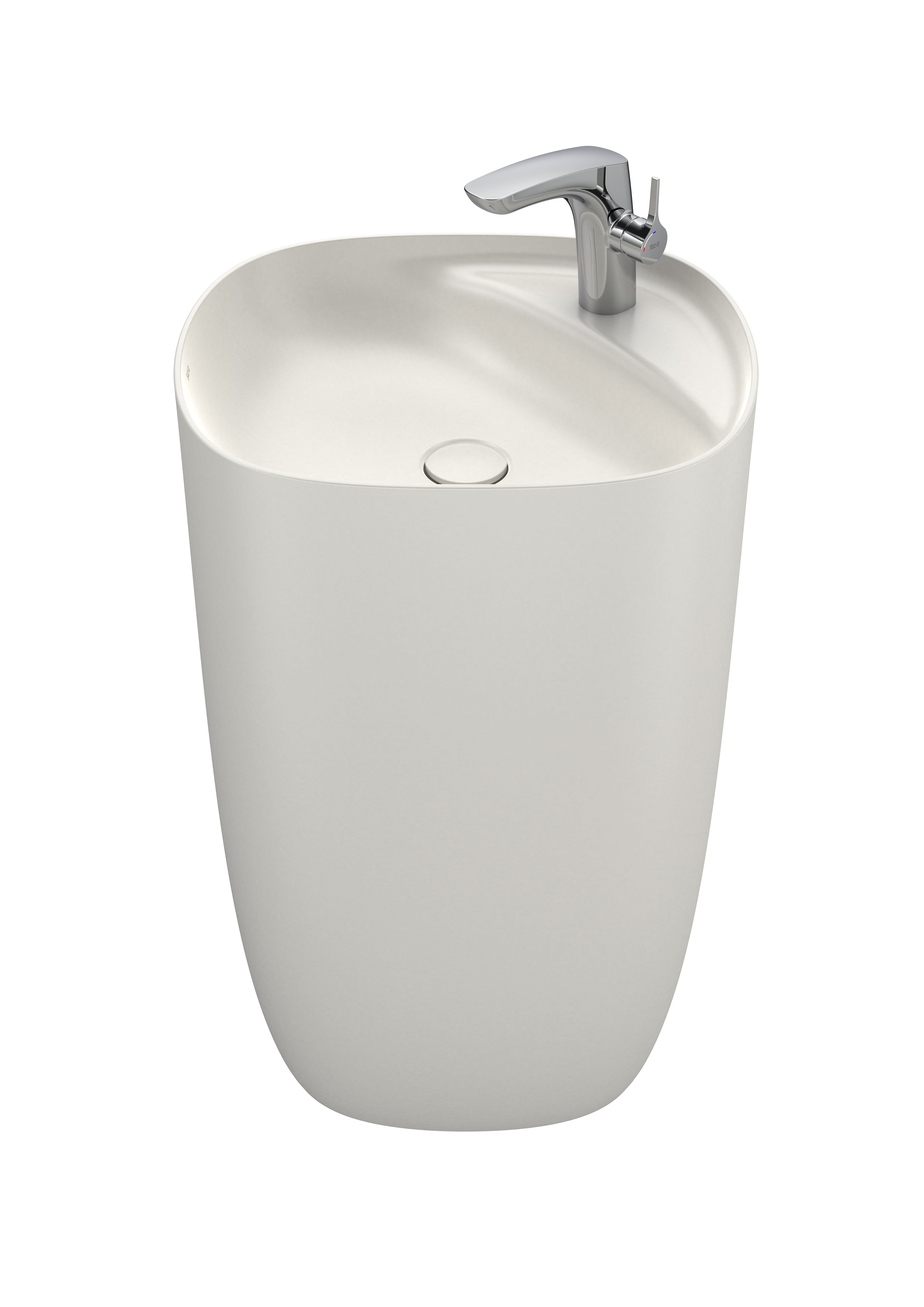 Beyond lavabo totem en fineceramic sans trop-plein 500x450x880 beige