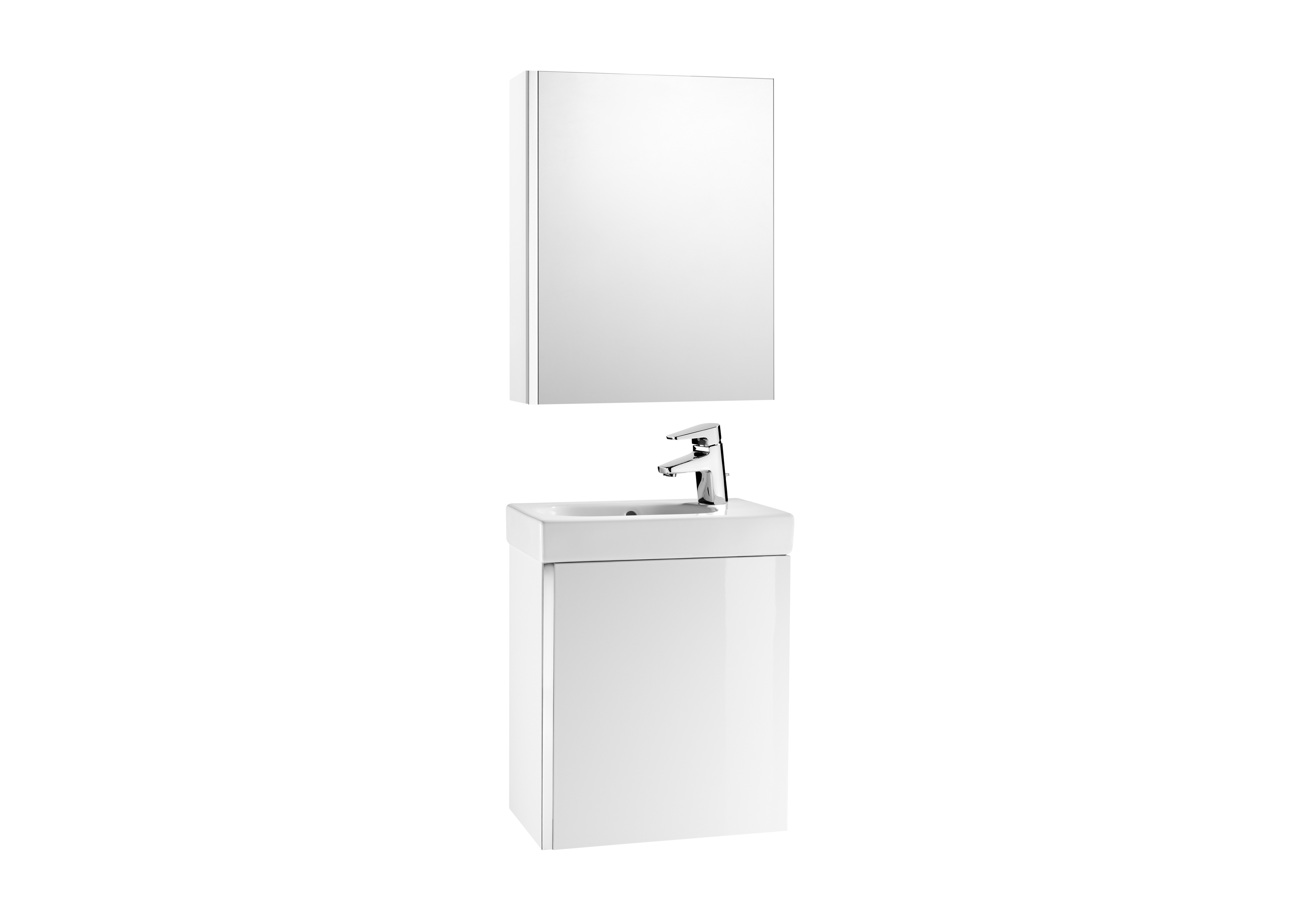 Mini pack meuble + lave-mains + armorie de toilette 450mm laque blanc