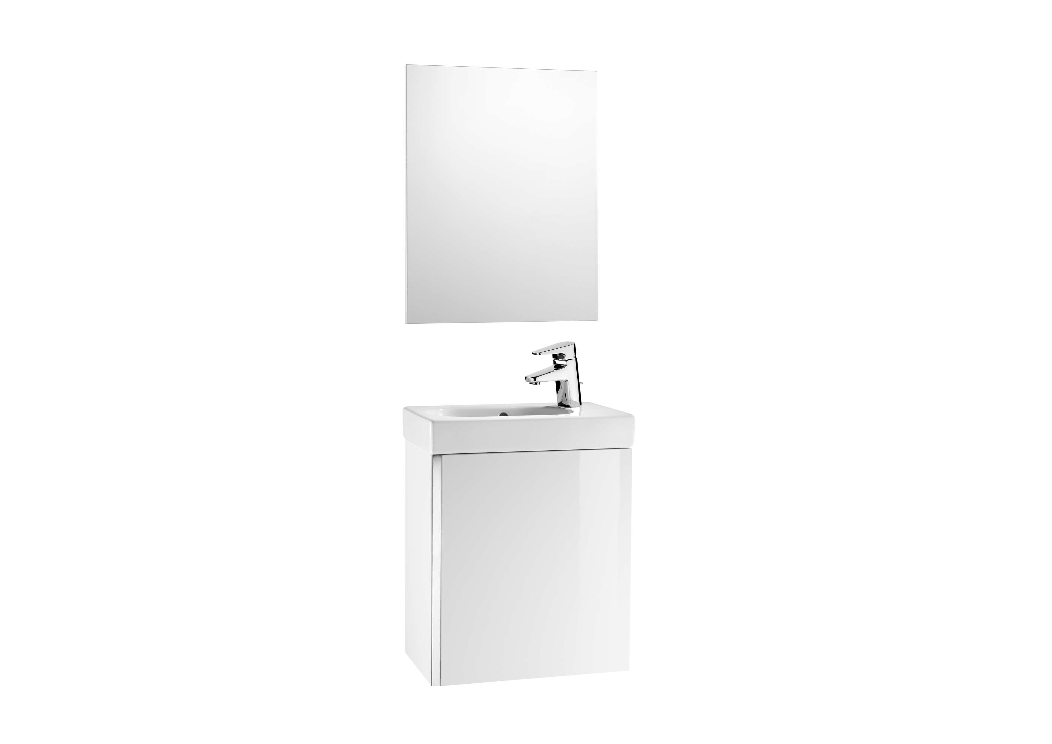 Mini pack meuble + lave-mains + miroir 450mm laque blanc