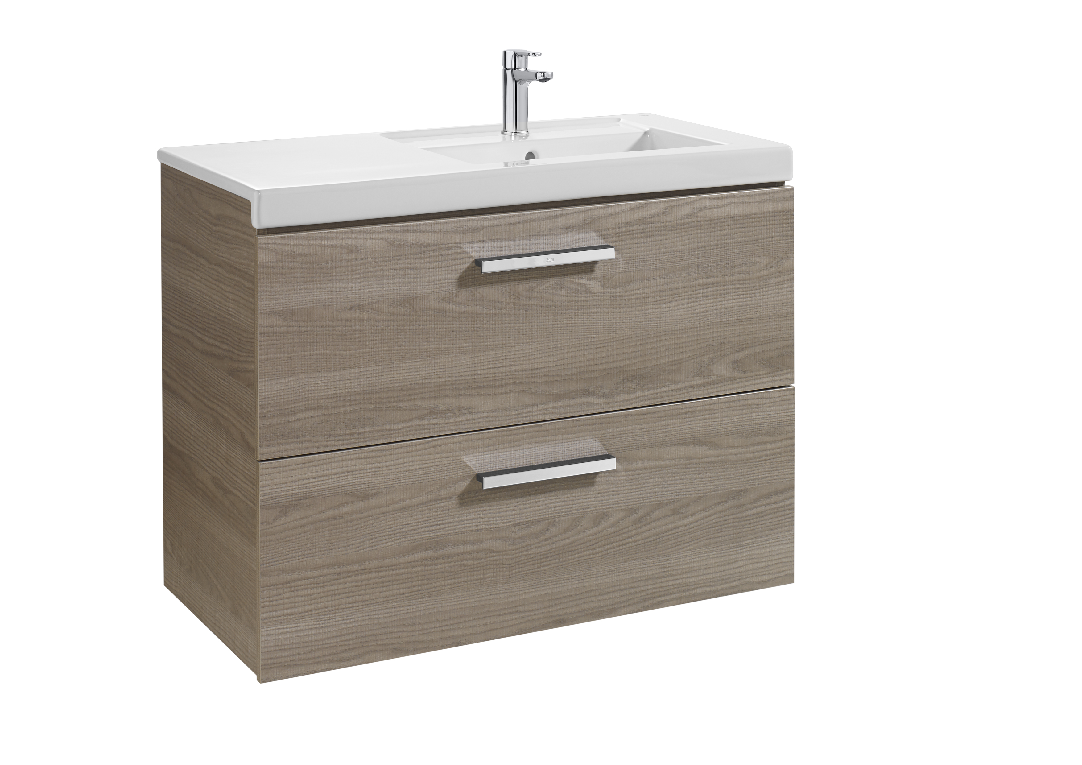 Unik prisma meuble 2 tiroirs avec tiroirs à l'anglaise + lavabo droite 900