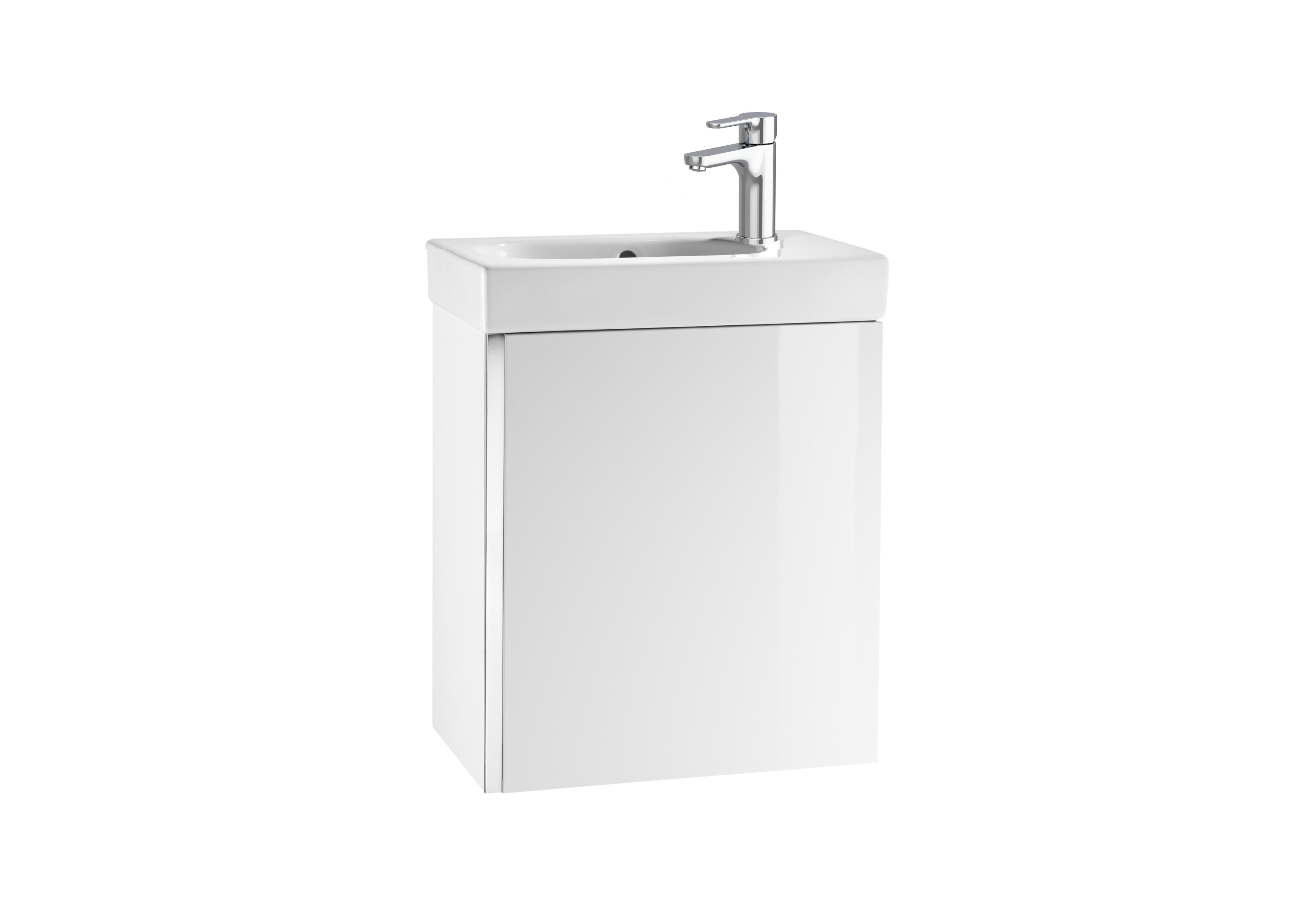 Unik mini meuble compact + lave-mains en porcelaine laque gris sable