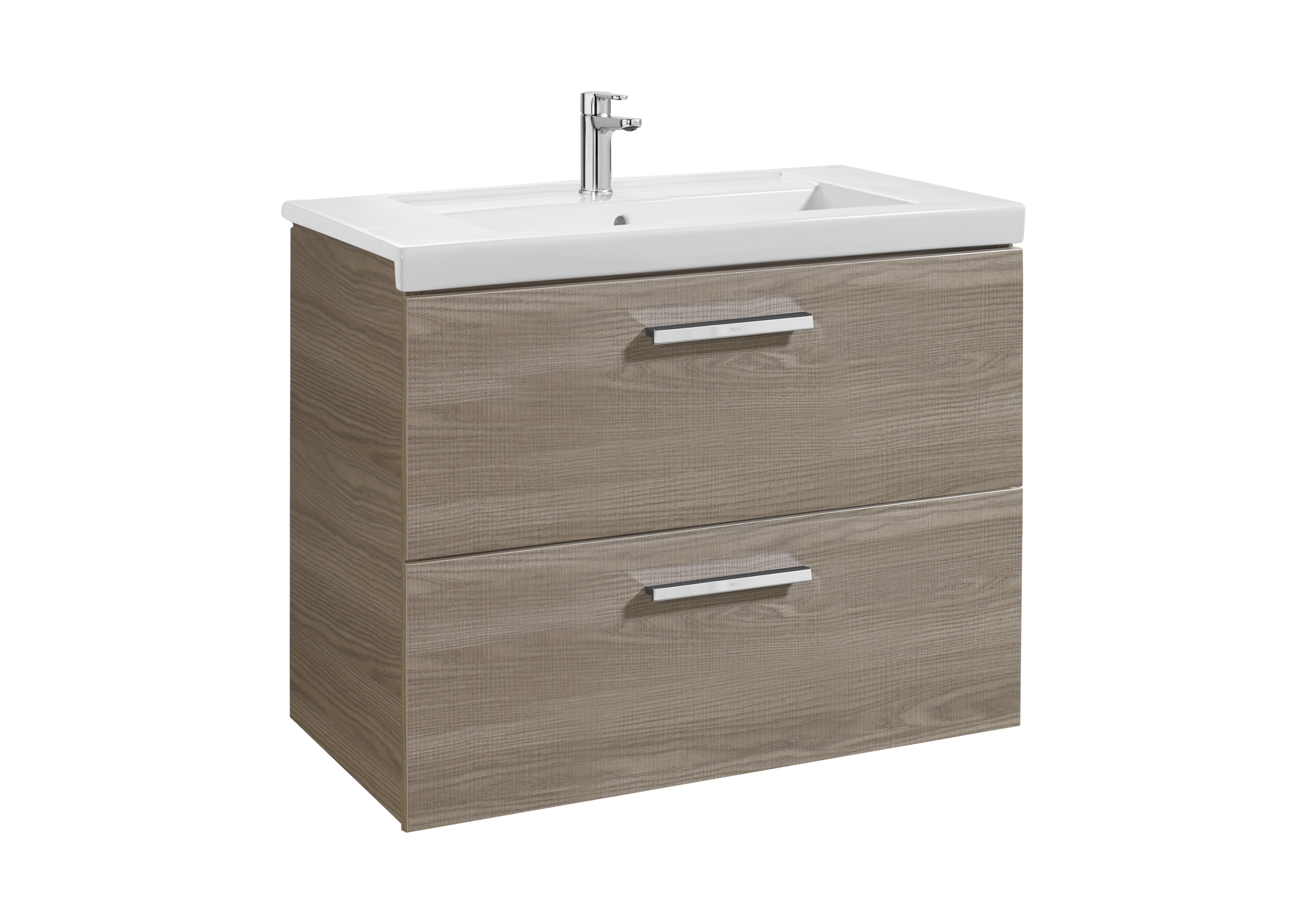 Unik prisma meuble 2 tiroirs avec tiroirs à l'anglaise + lavabo 800 frêne