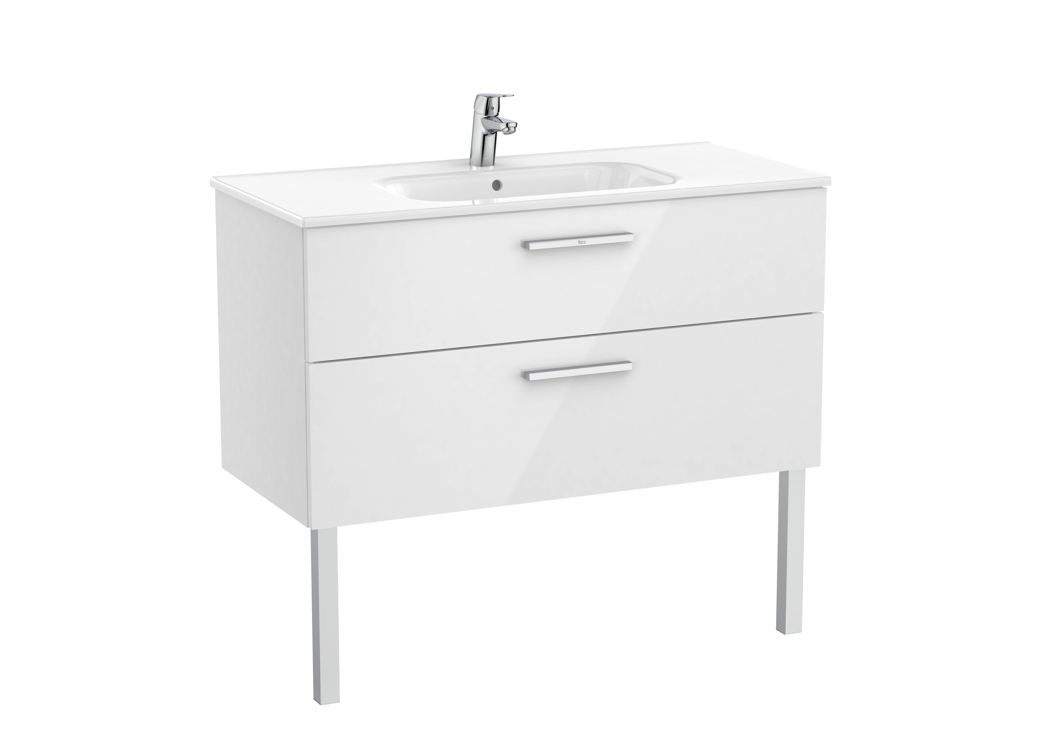 Victoria unik meuble 2 tiroirs + lavabo 1000mm blanc brillant