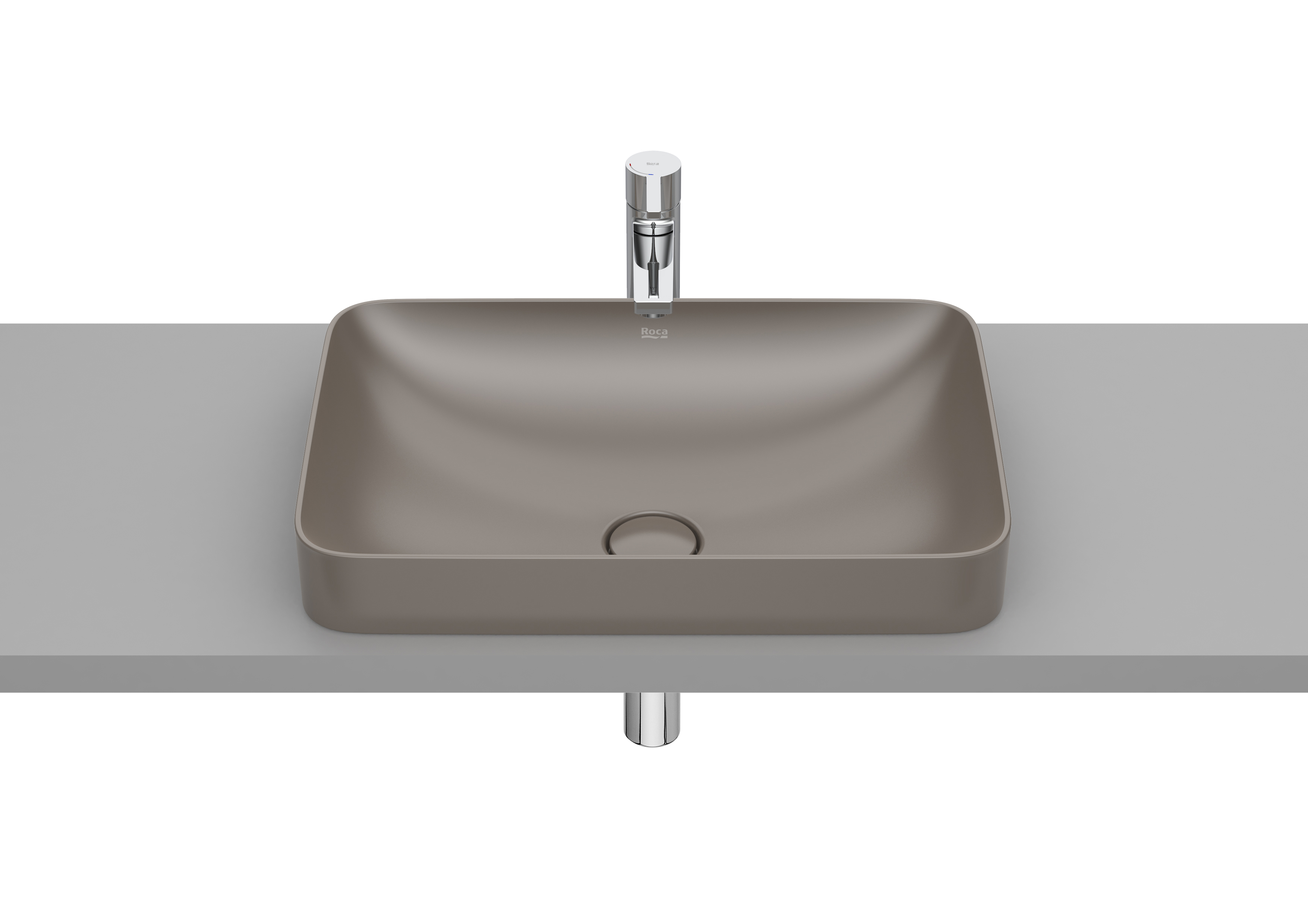 Inspira square vasque semi-encastrée en fineceramic sans trop-plein 550x370 café