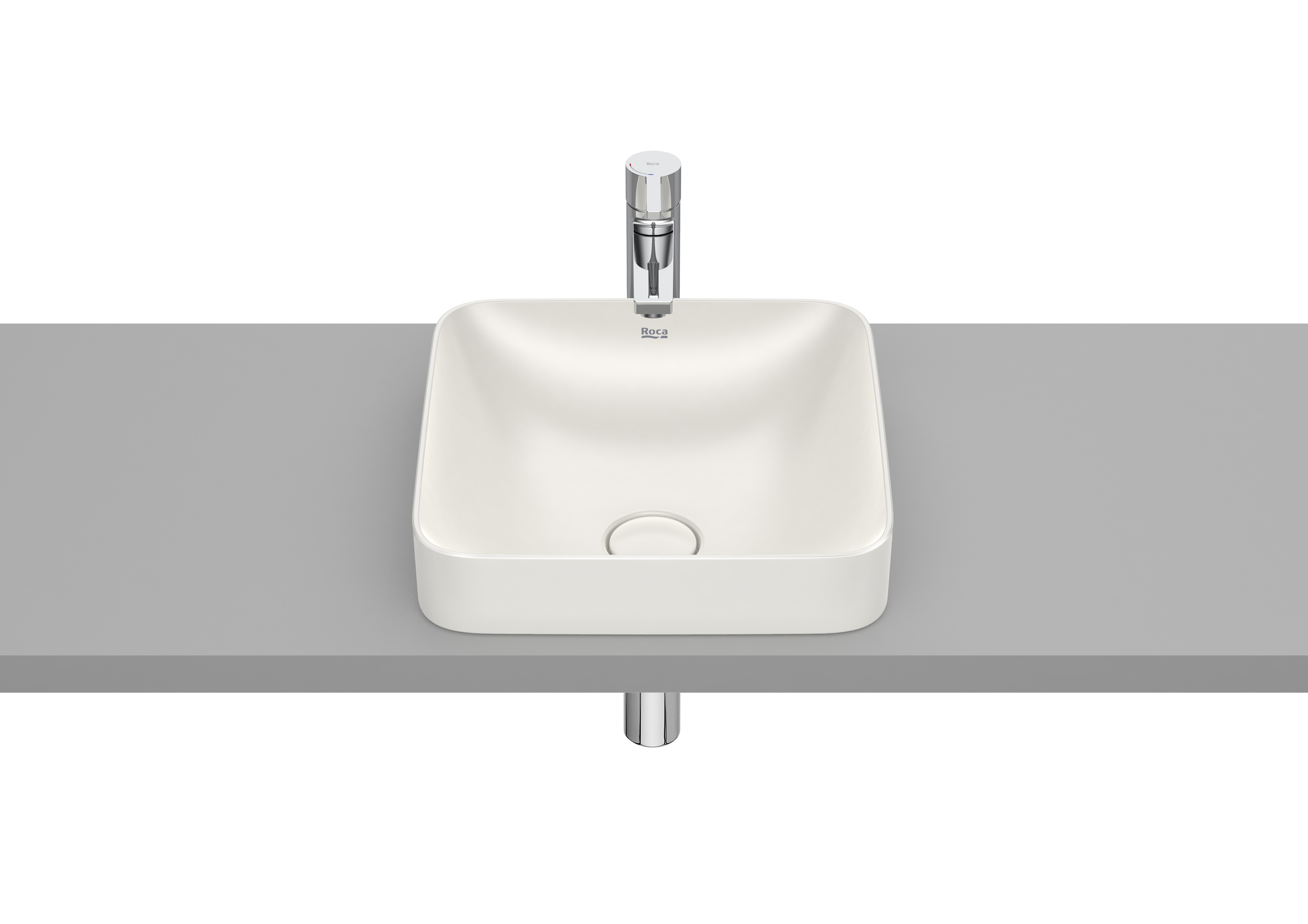 Inspira square vasque semi-encastre en fineceramic sans trop-plein 37x37 beige