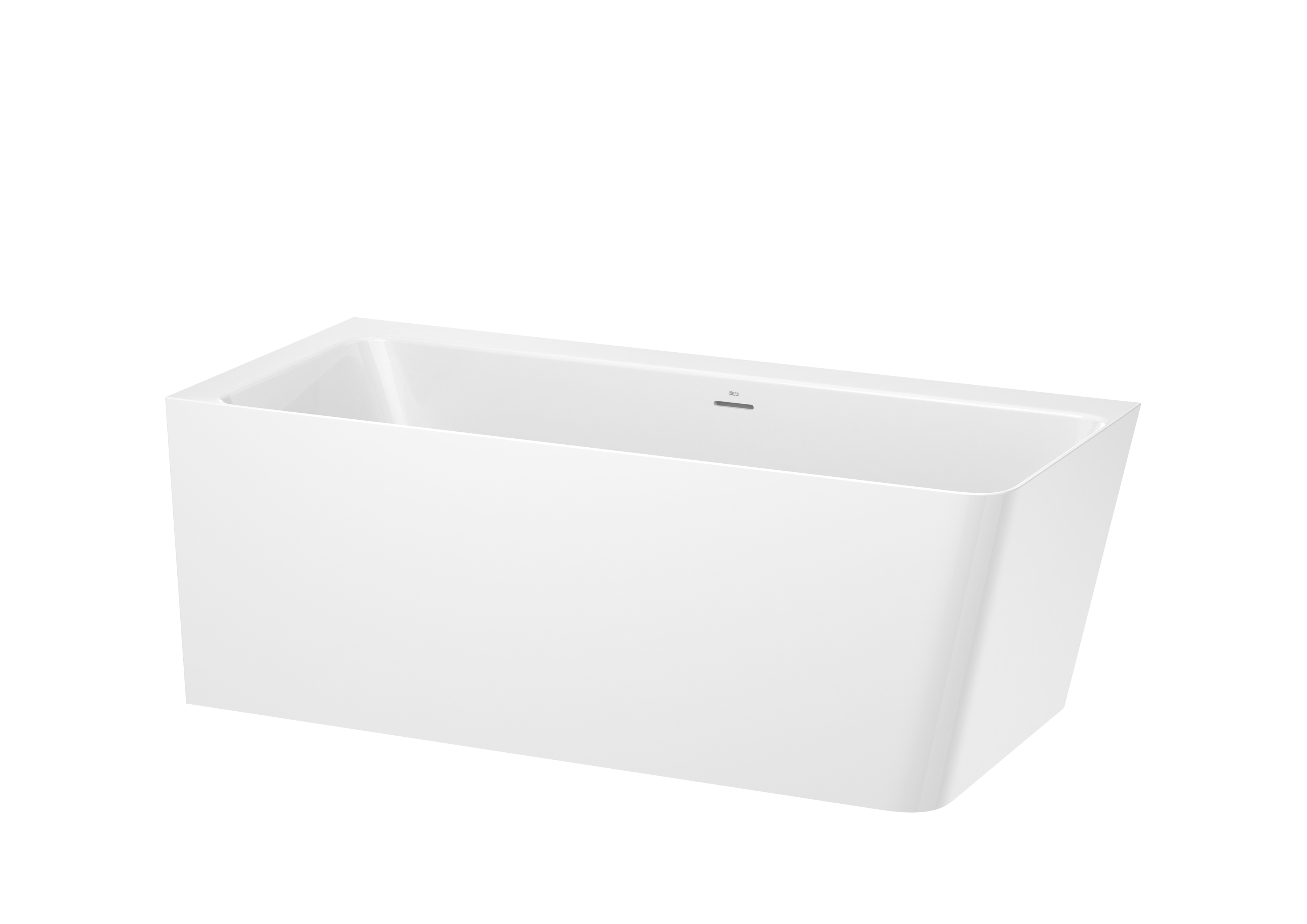 Ona baignoire îlot en stonex d'angle asymétrique gauche 1600x700 blanc
