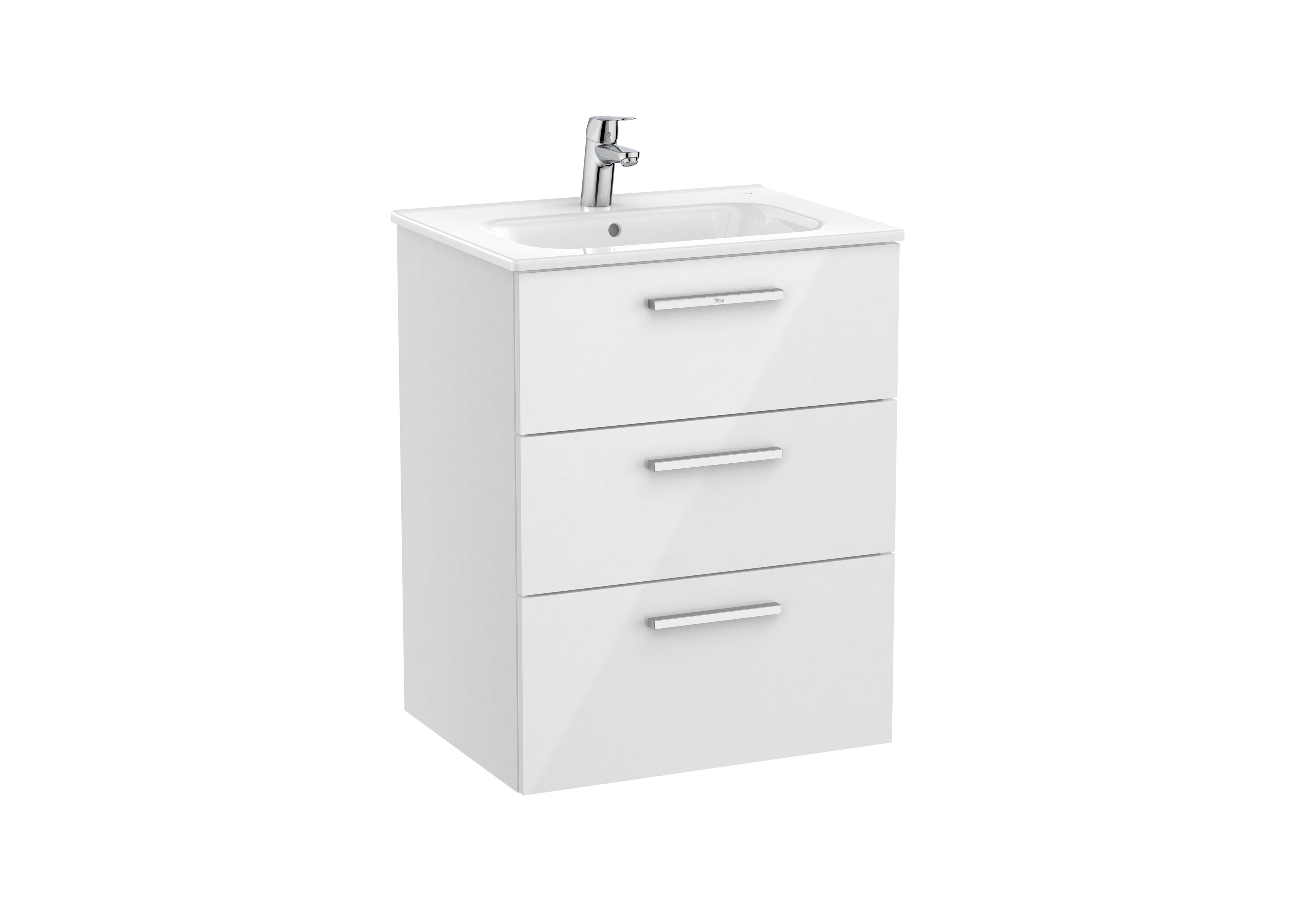 Victoria unik meuble 3 tiroirs + lavabo 600mm blanc brillant