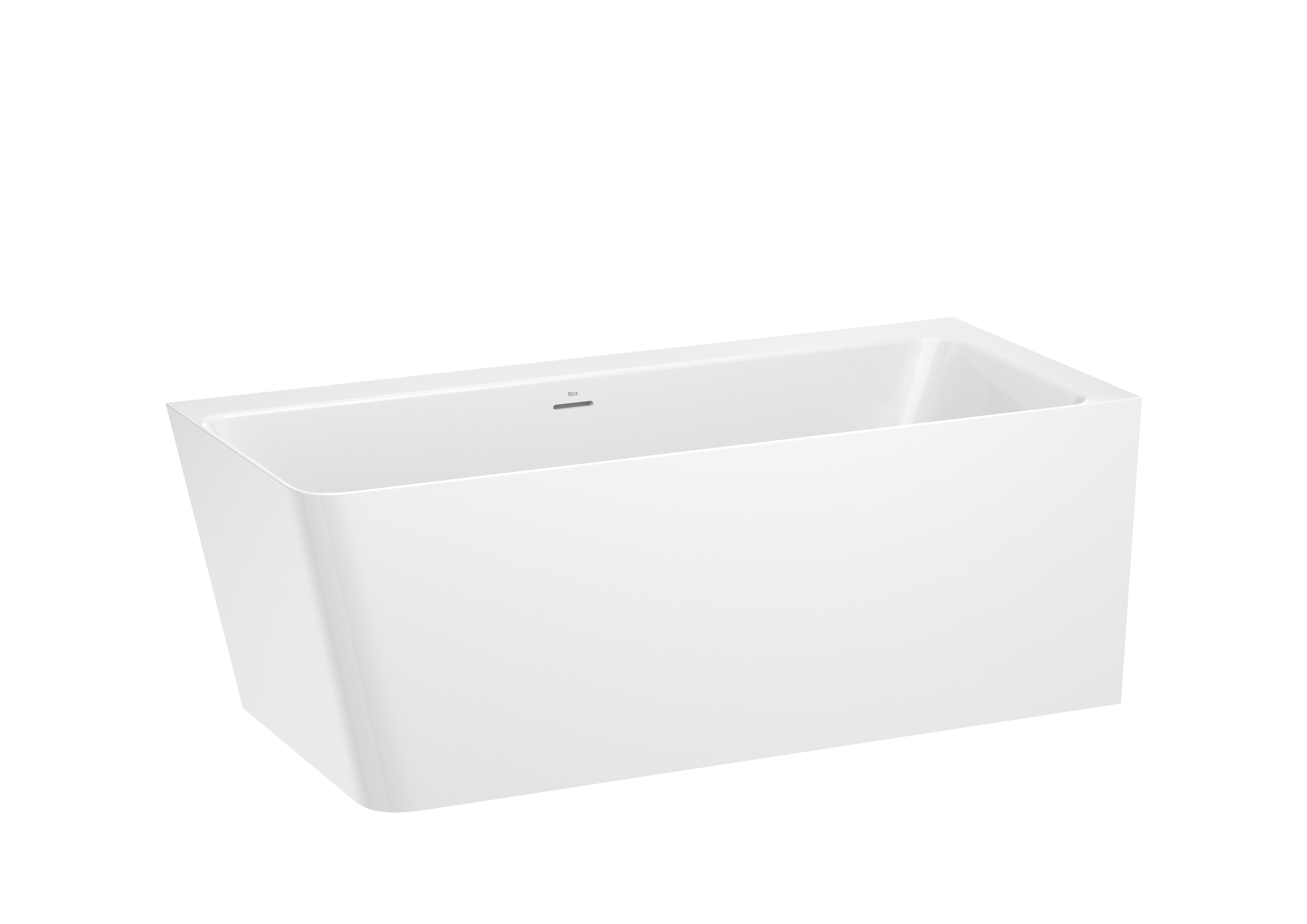 Ona baignoire îlot en stonex d'angle asymétrique droite 1600x700 blanc