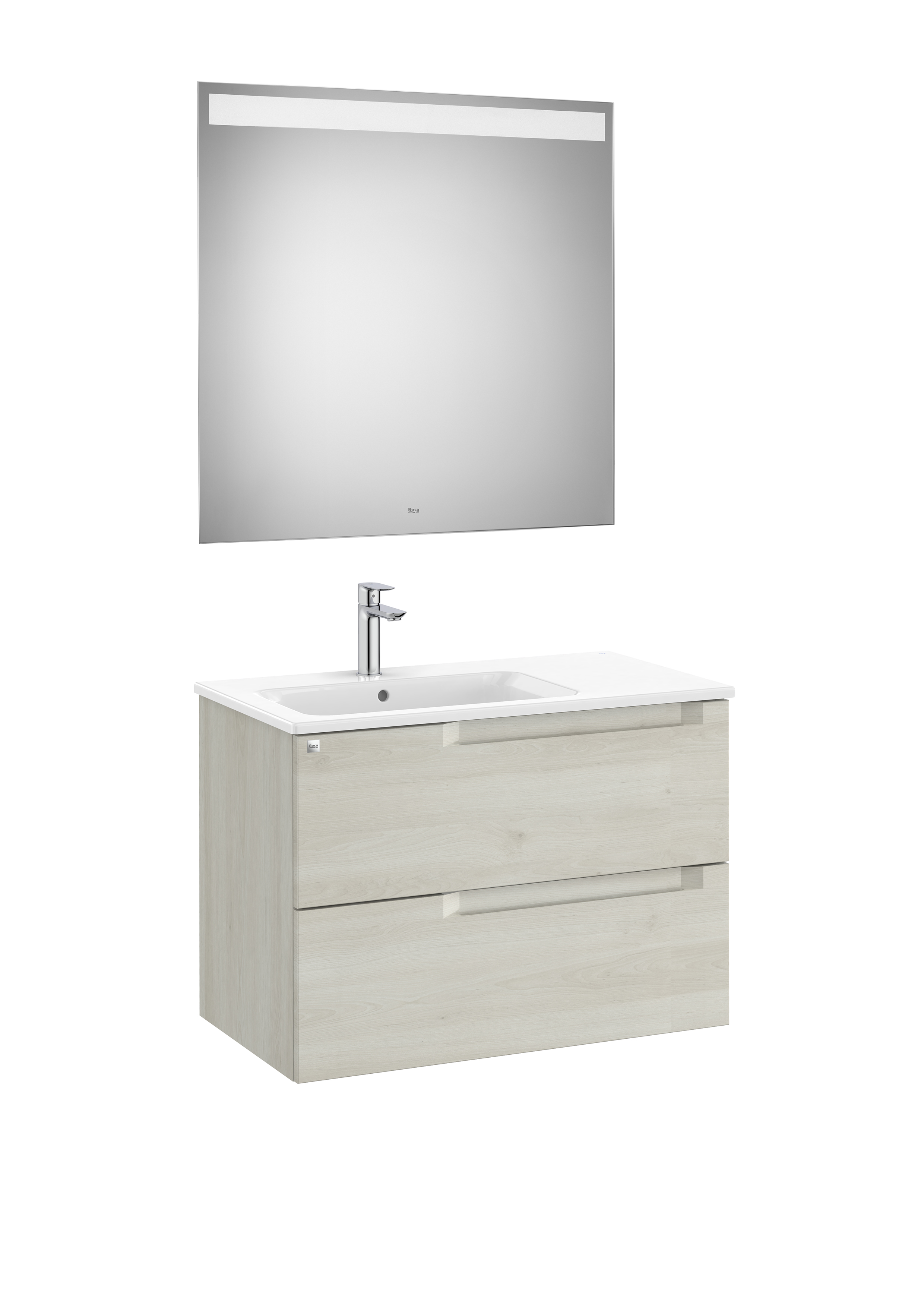 Aleyda pack 2 tiroirs lavabo à gauche 800 mm bois blanchi