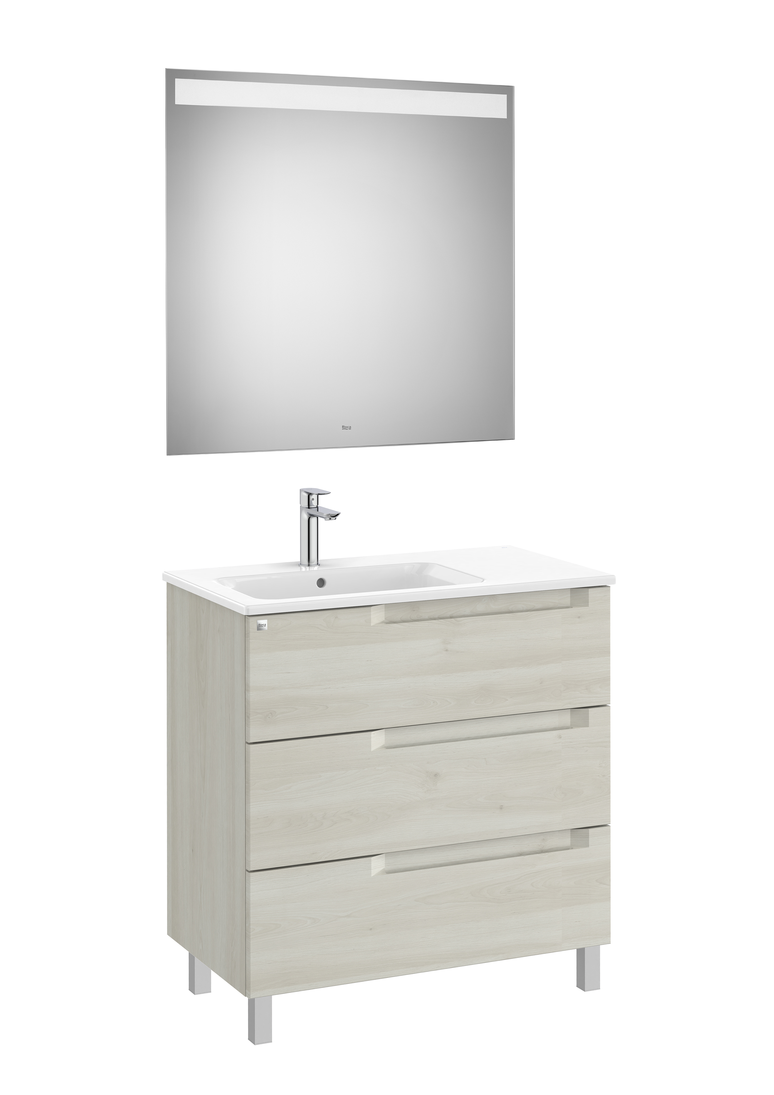 Aleyda pack 3 tiroirs lavabo à gauche 800 mm bois blanchi