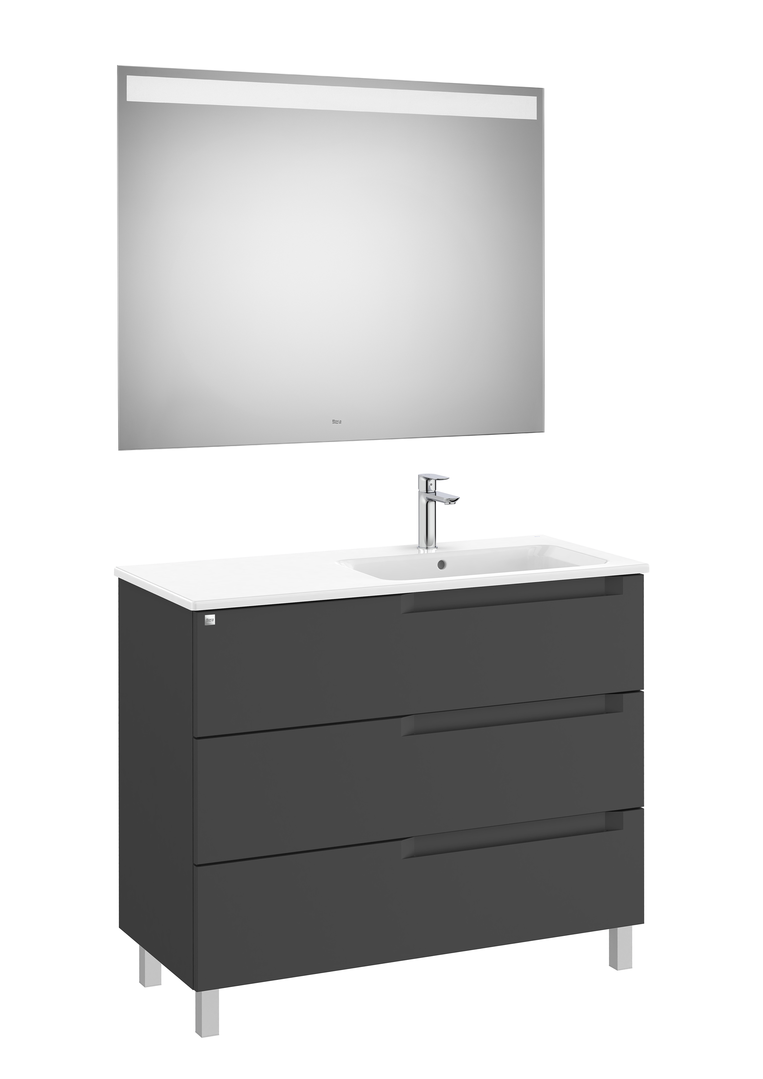 Aleyda pack 3 tiroirs lavabo à droite 1000 mm noir mat