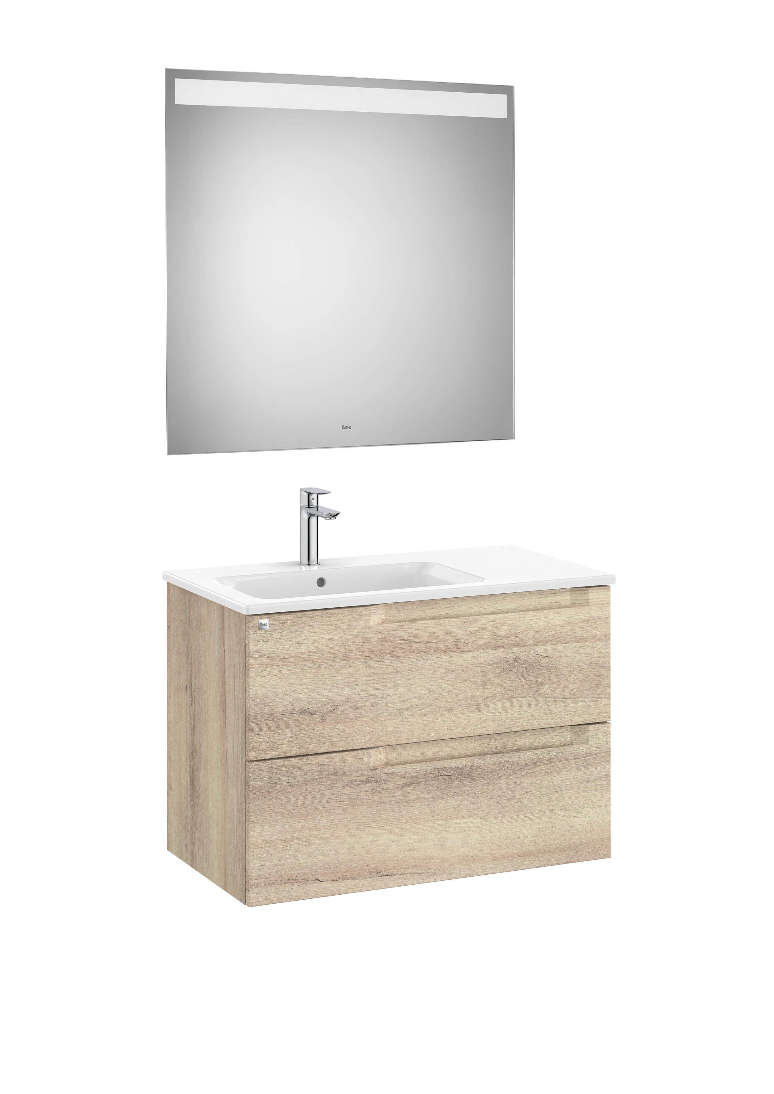 Aleyda pack 2 tiroirs lavabo à gauche 800 mm bois naturel
