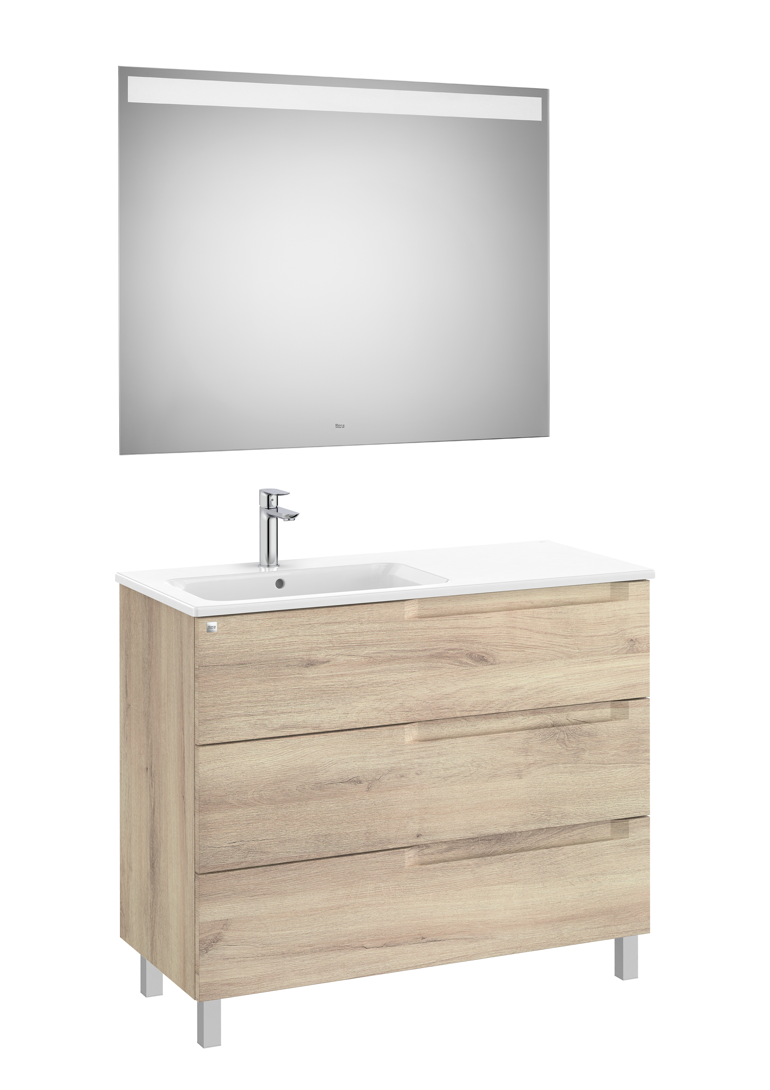Aleyda pack 3 tiroirs lavabo à gauche 1000 mm bois naturel