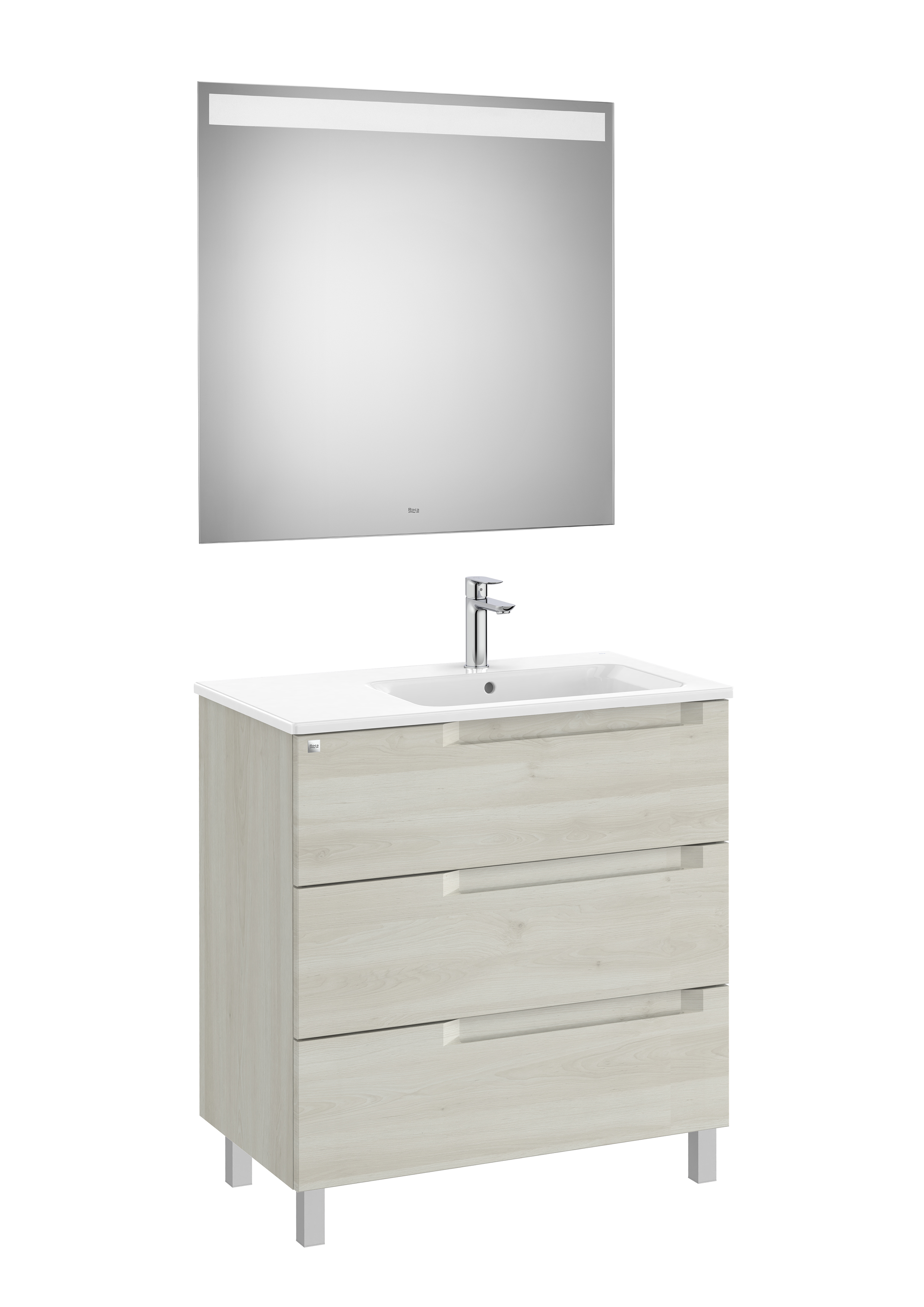 Aleyda pack 3 tiroirs lavabo à droite 800 mm bois blanchi