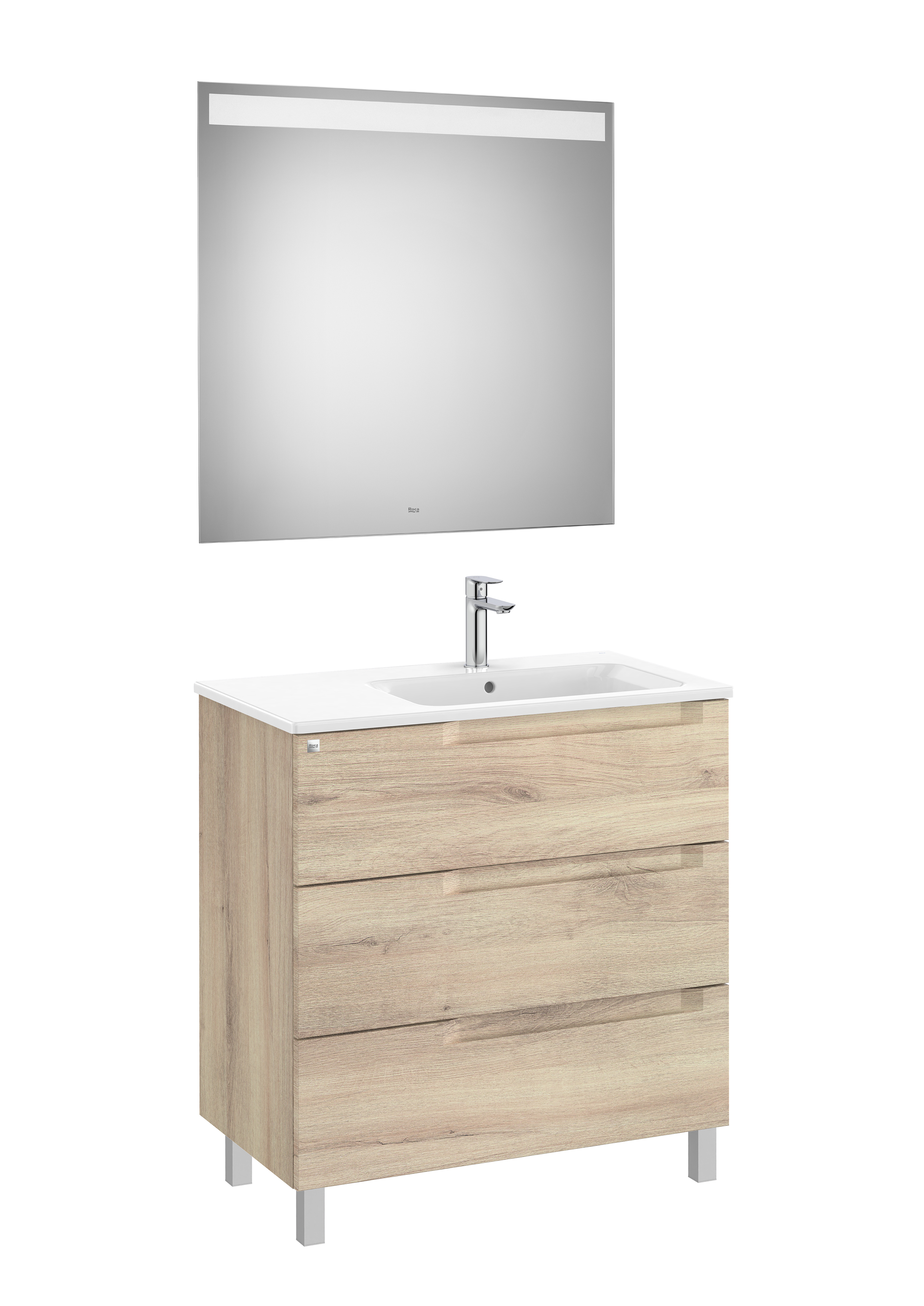 Aleyda pack 3 tiroirs lavabo à droite 800 mm bois naturel