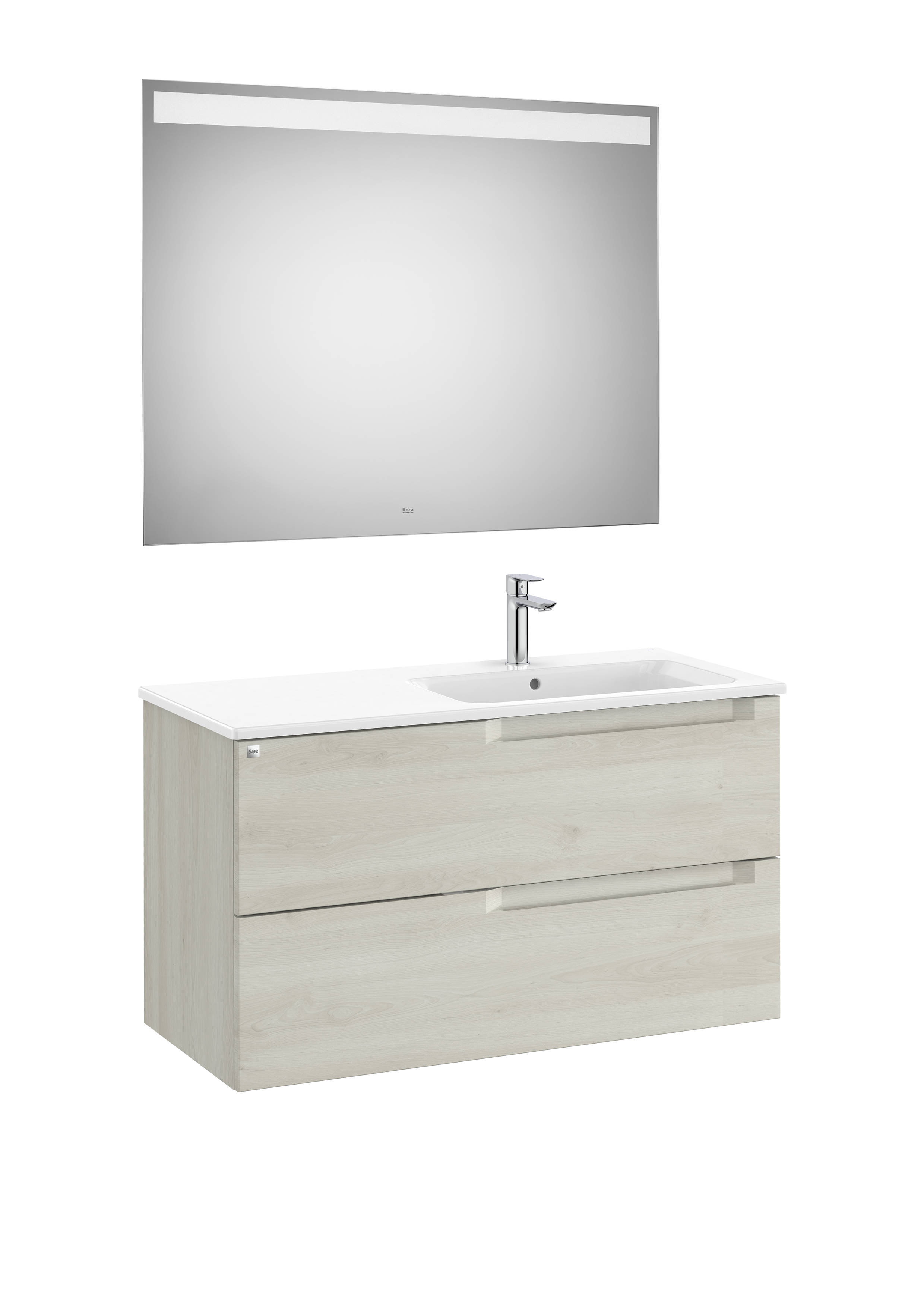 Aleyda pack 2 tiroirs lavabo à droite 1000 mm bois blanchi