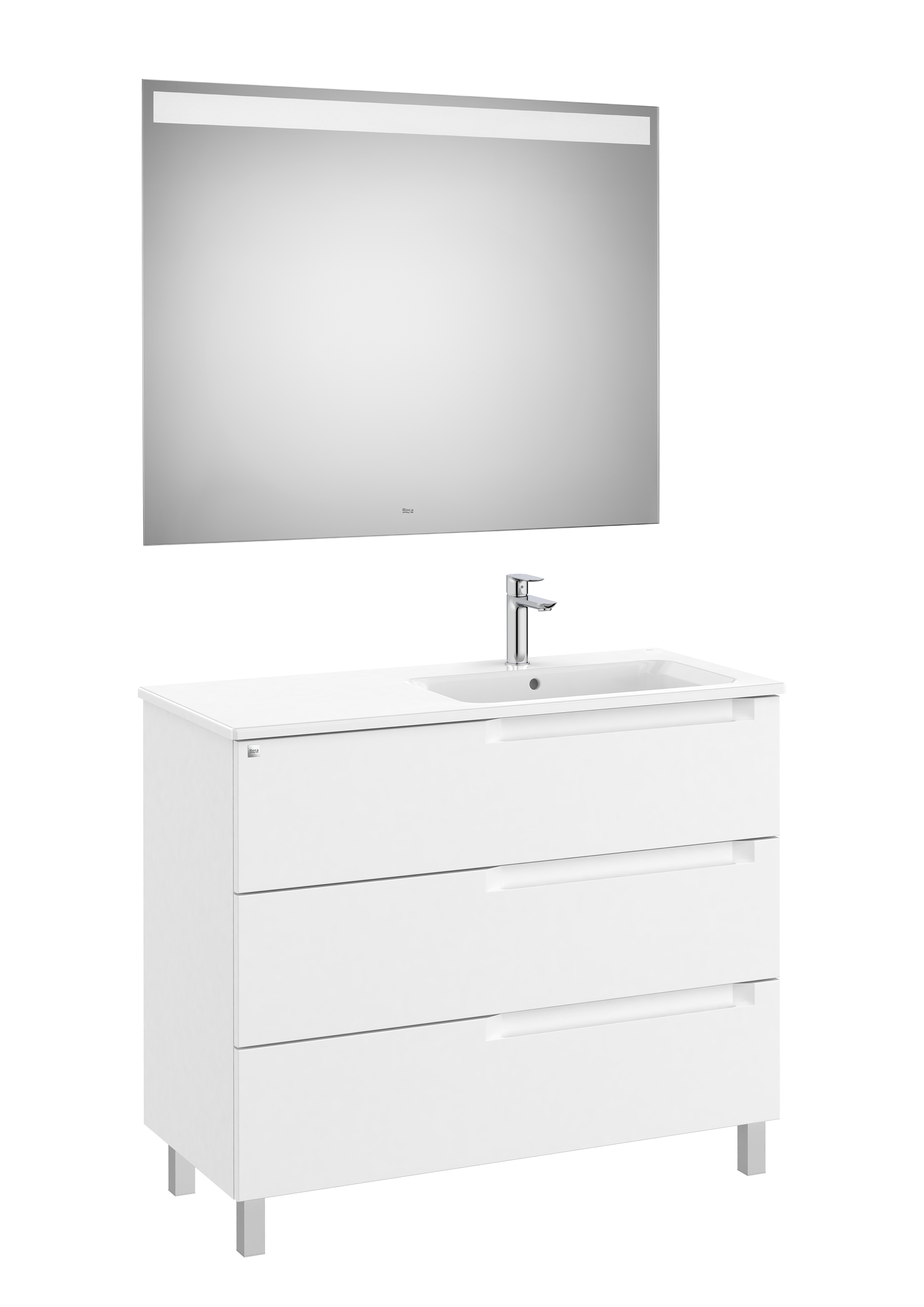 Aleyda pack 3 tiroirs lavabo à droite 1000 mm blanc mat