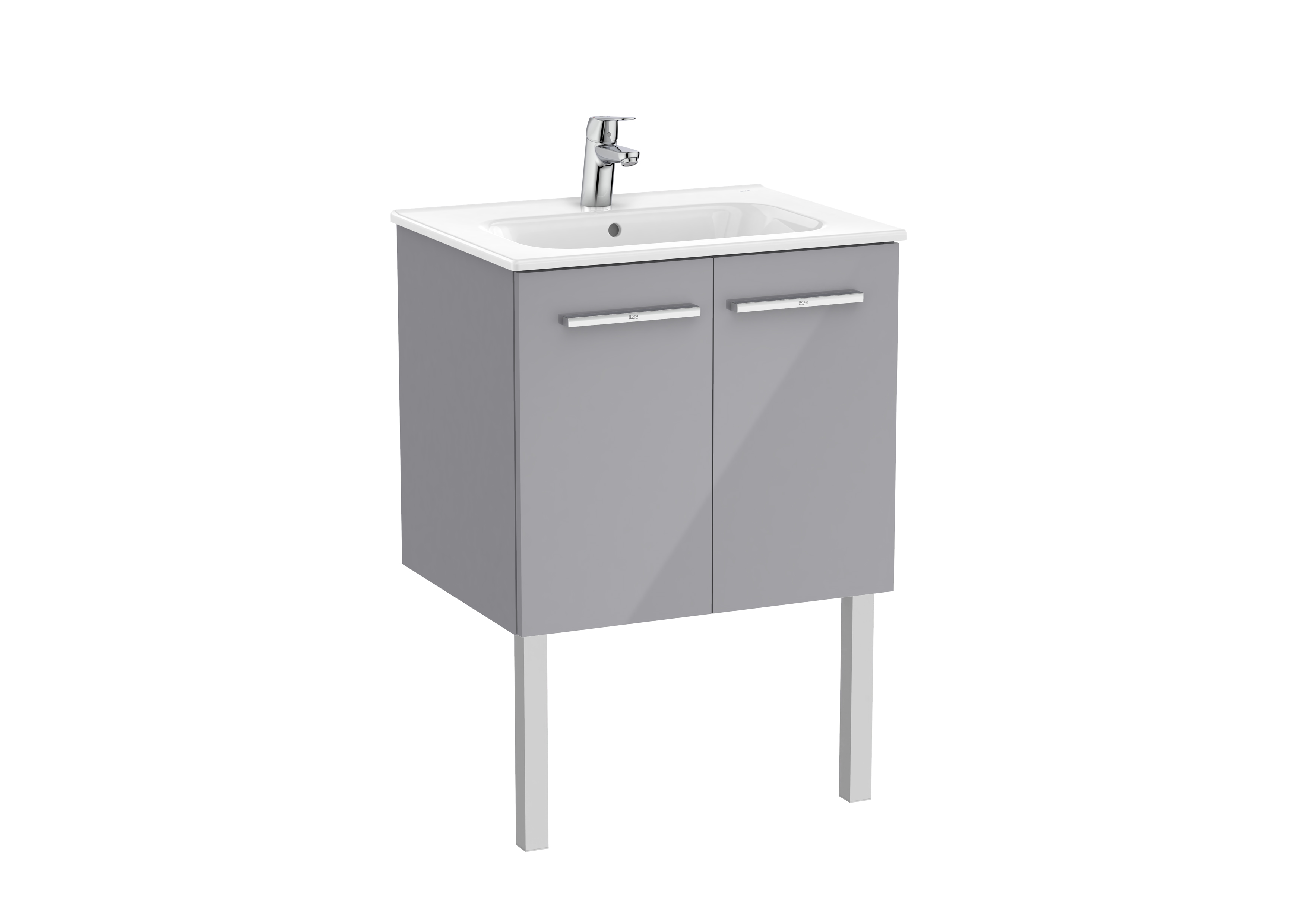 Victoria unik meuble 2 portes + lavabo 600mm gris galet brillant
