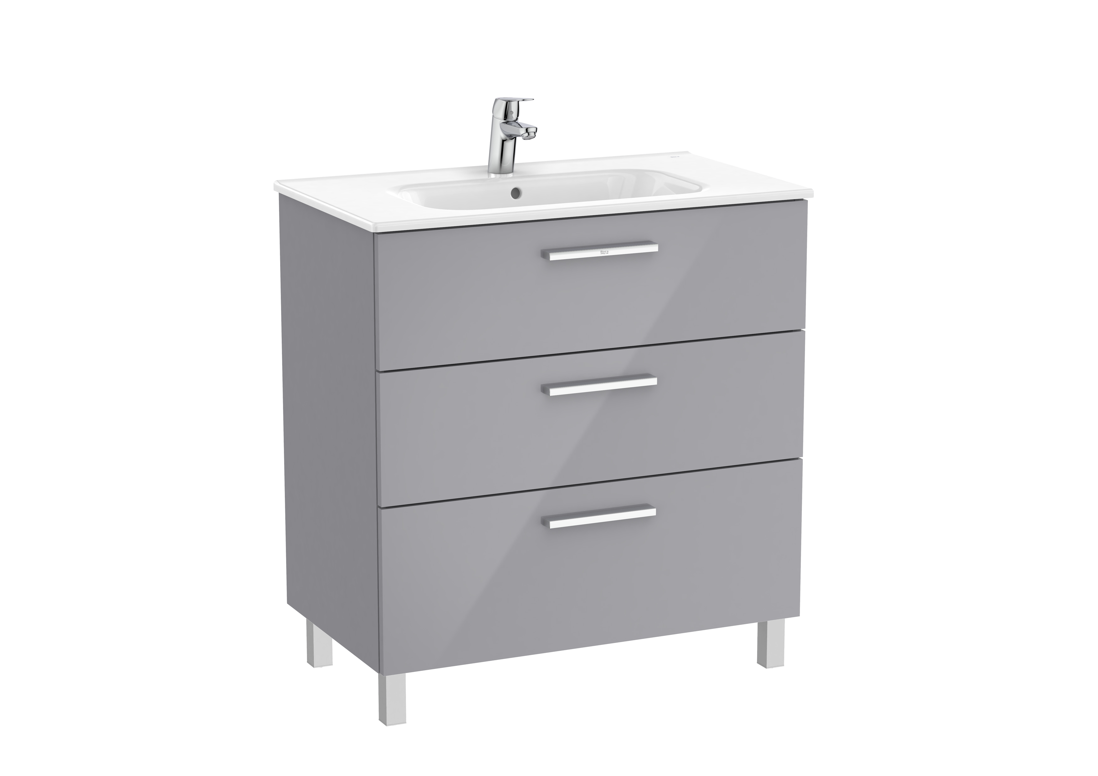 Victoria unik meuble 3 tiroirs + lavabo 800mm gris galet brillant
