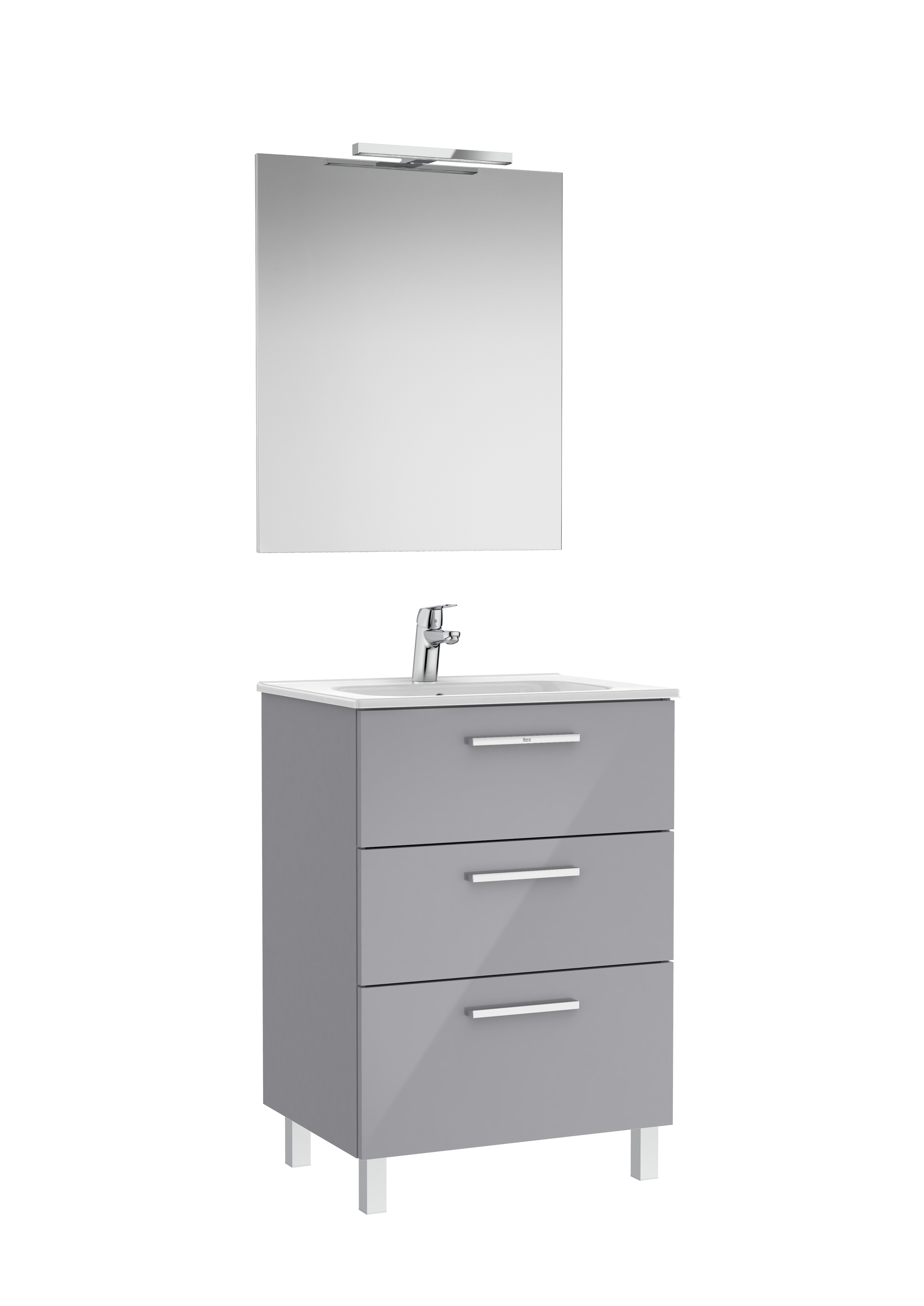 Victoria pack 3 tiroirs 600mm gris galet brillant