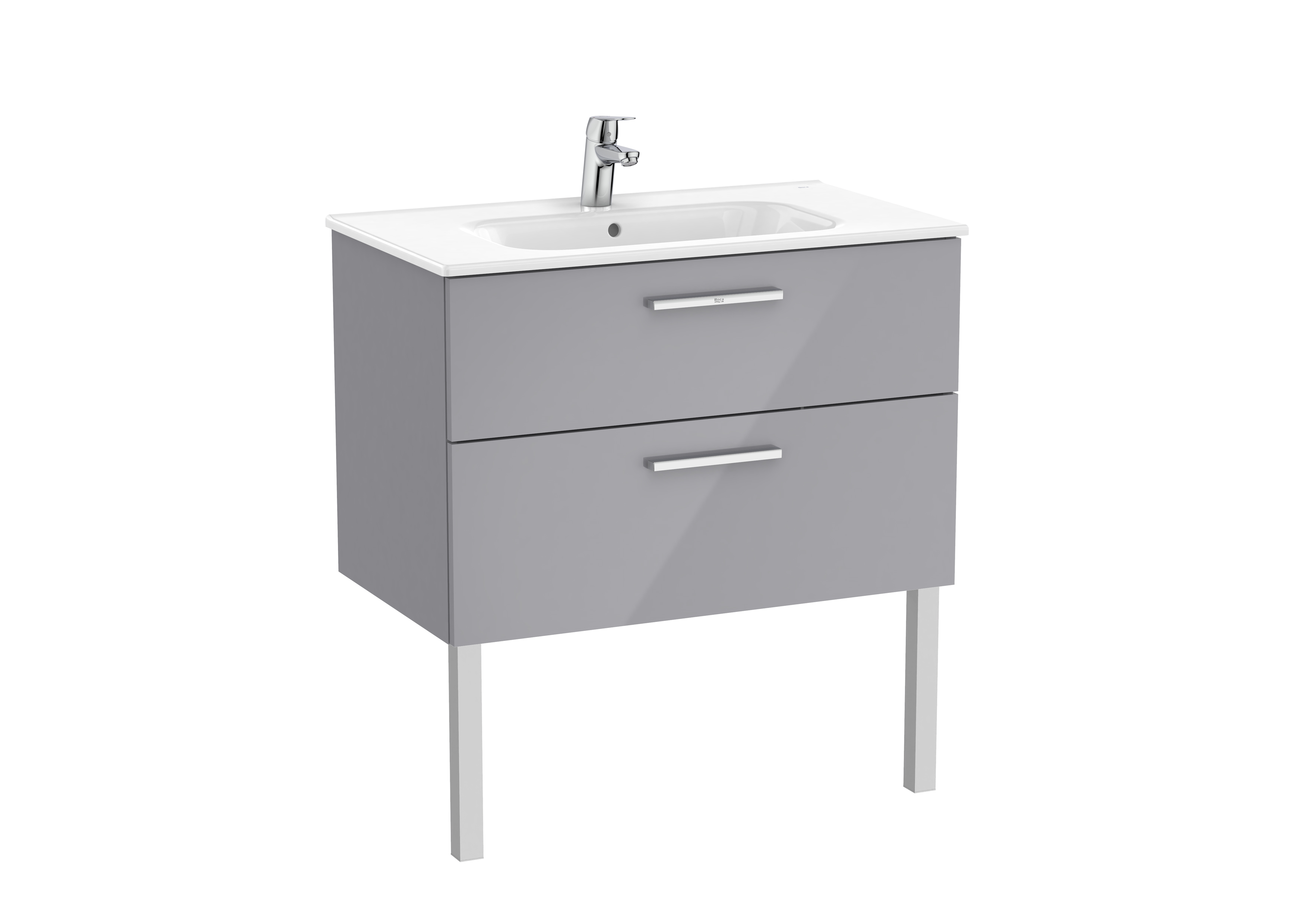 Victoria unik meuble 2 tiroirs + lavabo 800mm gris galet brillant